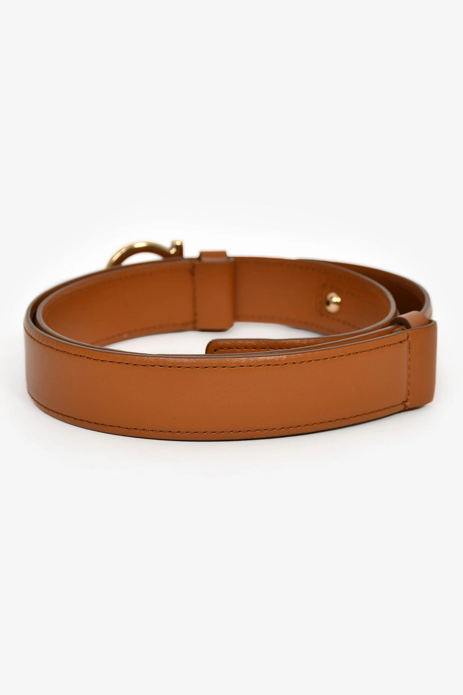 Salvatore Ferragamo Brown Leather Skinny Belt Size 70 - Image 3
