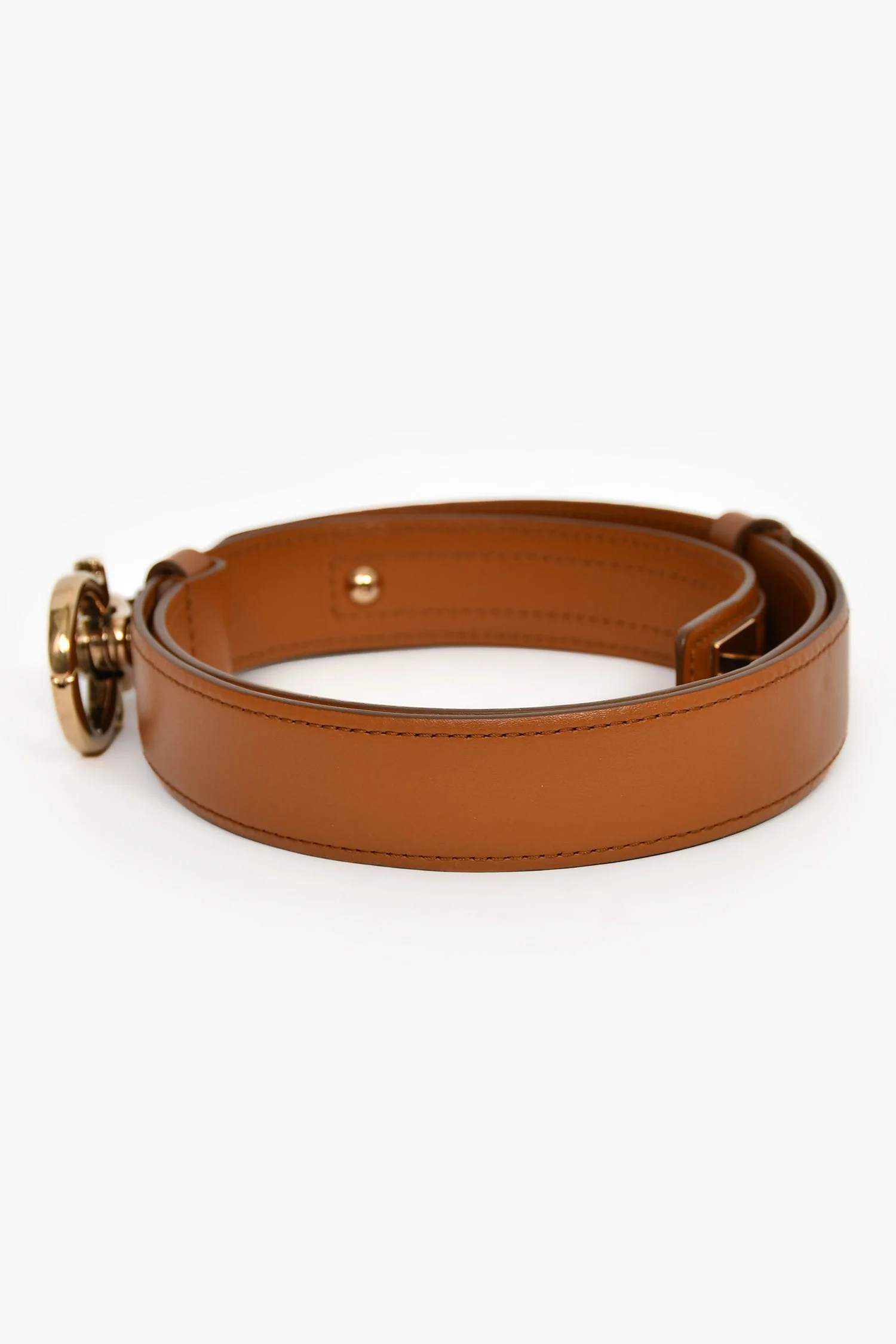 Salvatore Ferragamo Brown Leather Skinny Belt Size 70 - Image 4