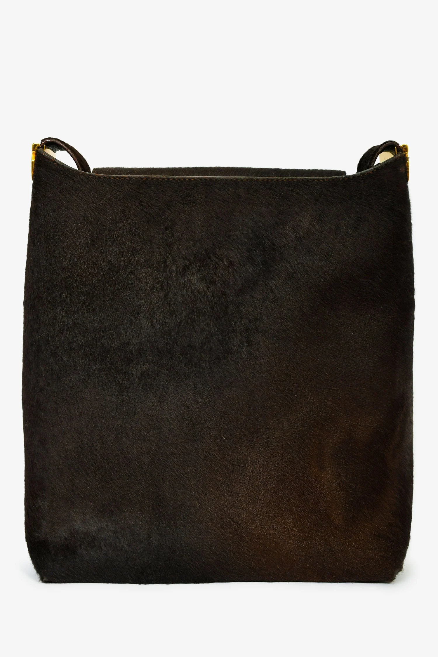 Salvatore Ferragamo Chocolate Brown Ponyhair Shoulder Bag - Image 2