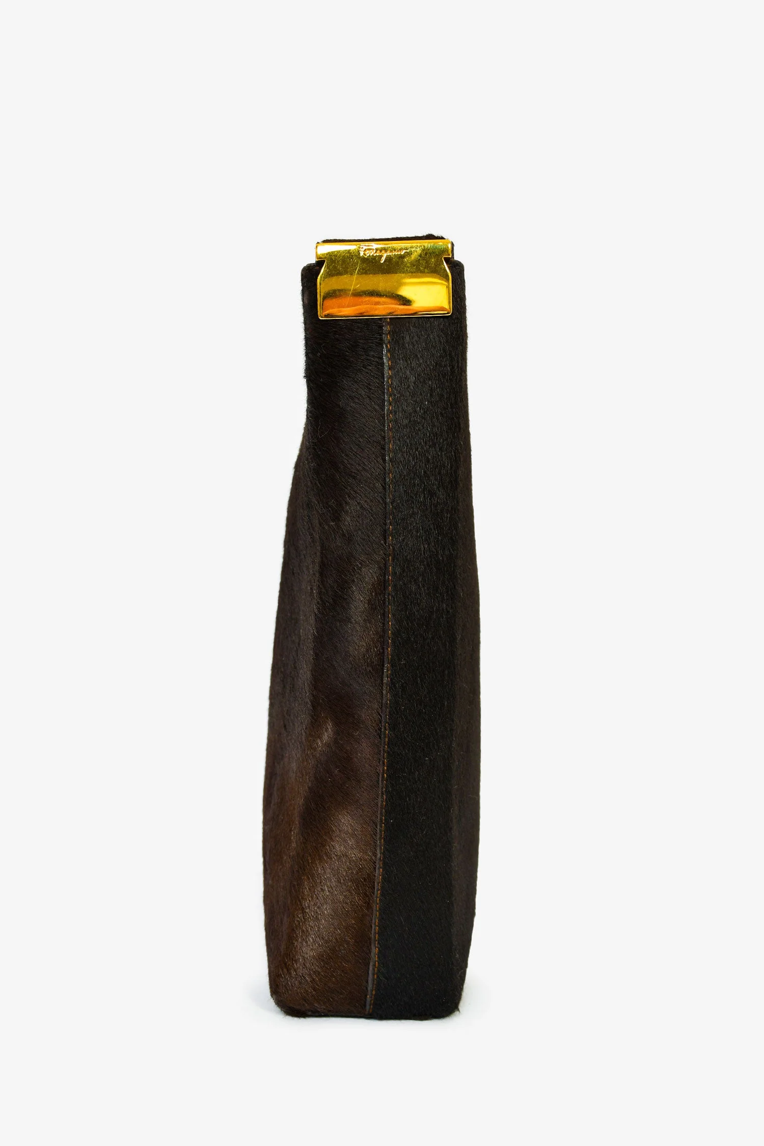Salvatore Ferragamo Chocolate Brown Ponyhair Shoulder Bag - Image 3