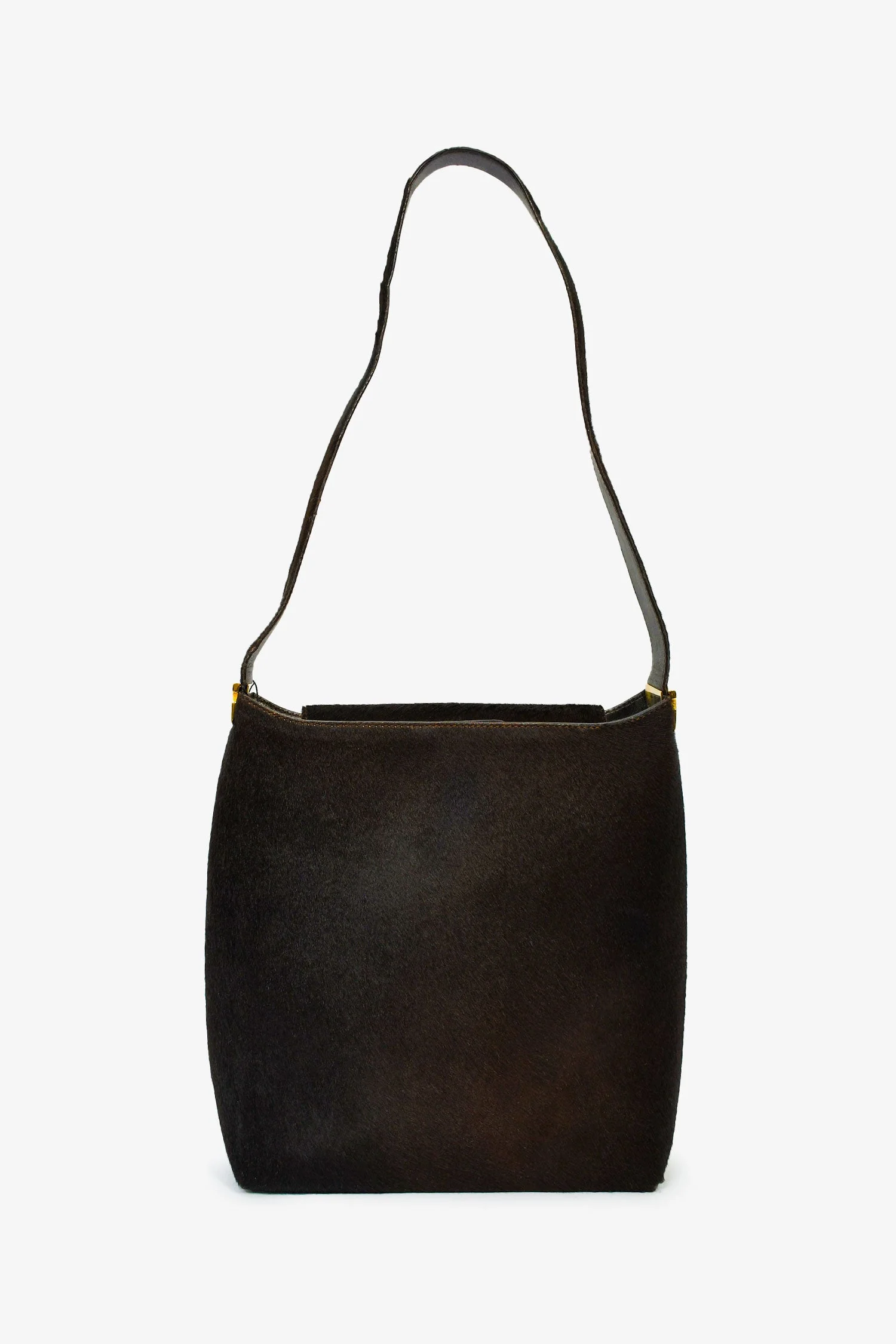 Salvatore Ferragamo Chocolate Brown Ponyhair Shoulder Bag - Image 7