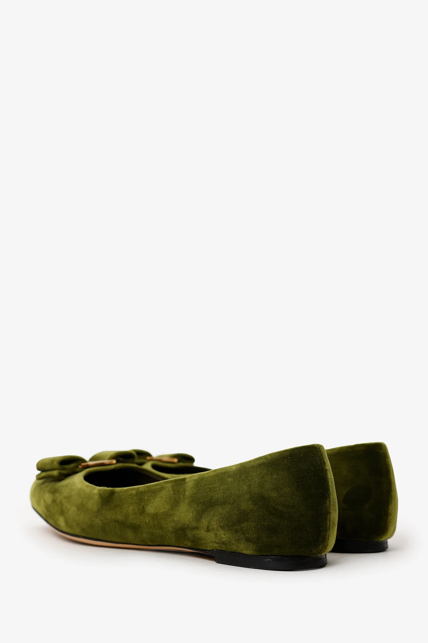 Salvatore Ferragamo Green Velvet Vara Bow Ballet Flats Size 6.5 - Image 4