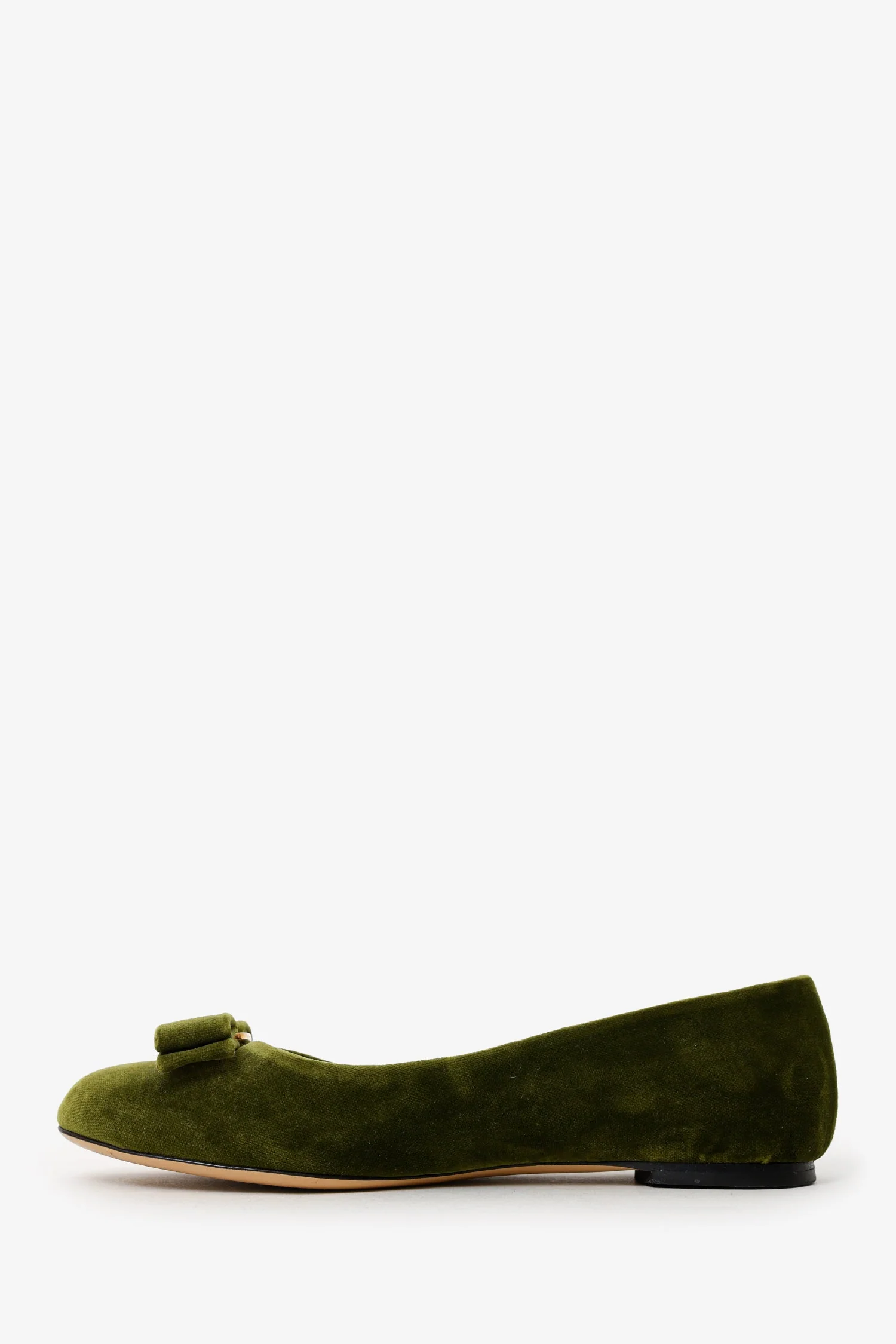 Salvatore Ferragamo Green Velvet Vara Bow Ballet Flats Size 6.5 - Image 5