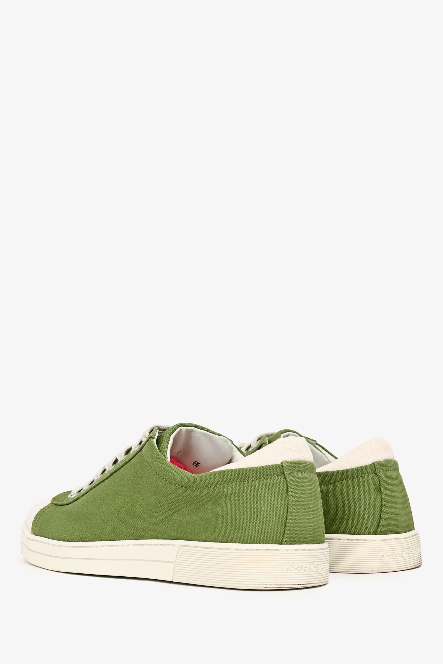 Salvatore Ferragamo Green/White Low Top Sneakers Size 7 - Image 4