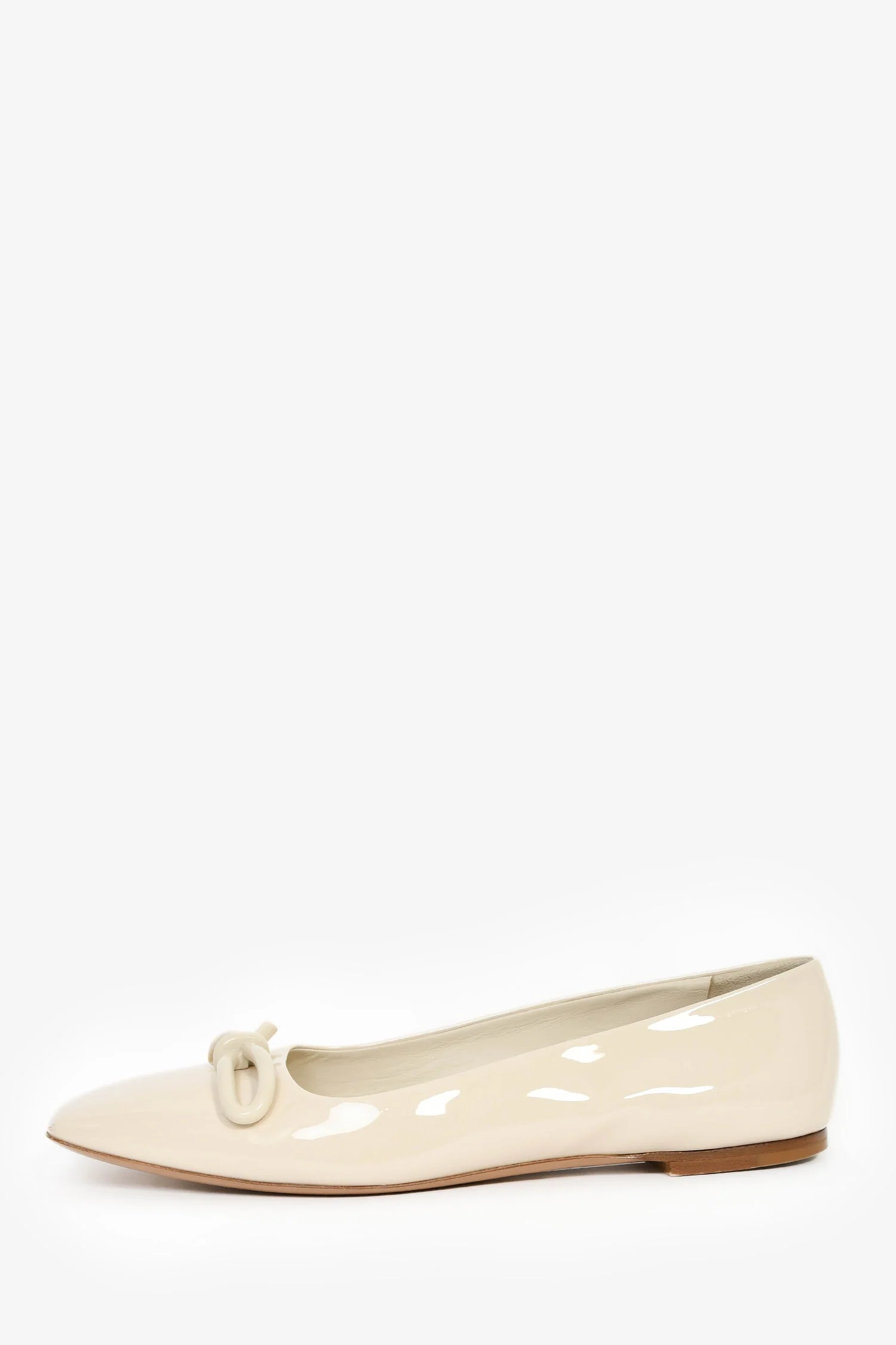 Salvatore Ferragamo Greige Patent Square Toe Ballet Flats Size 9 - Image 3