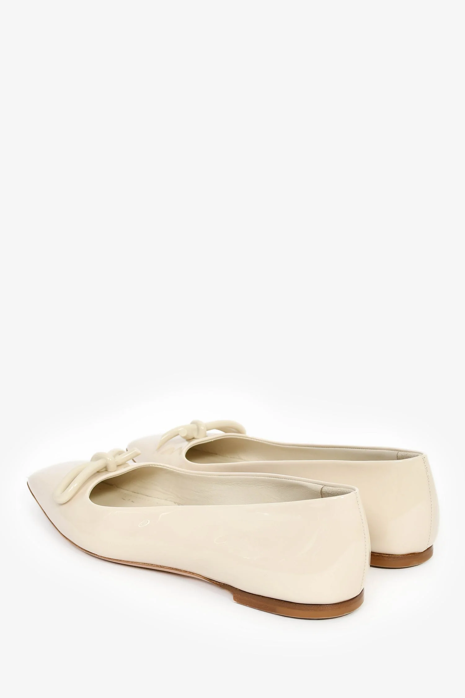 Salvatore Ferragamo Greige Patent Square Toe Ballet Flats Size 9 - Image 5