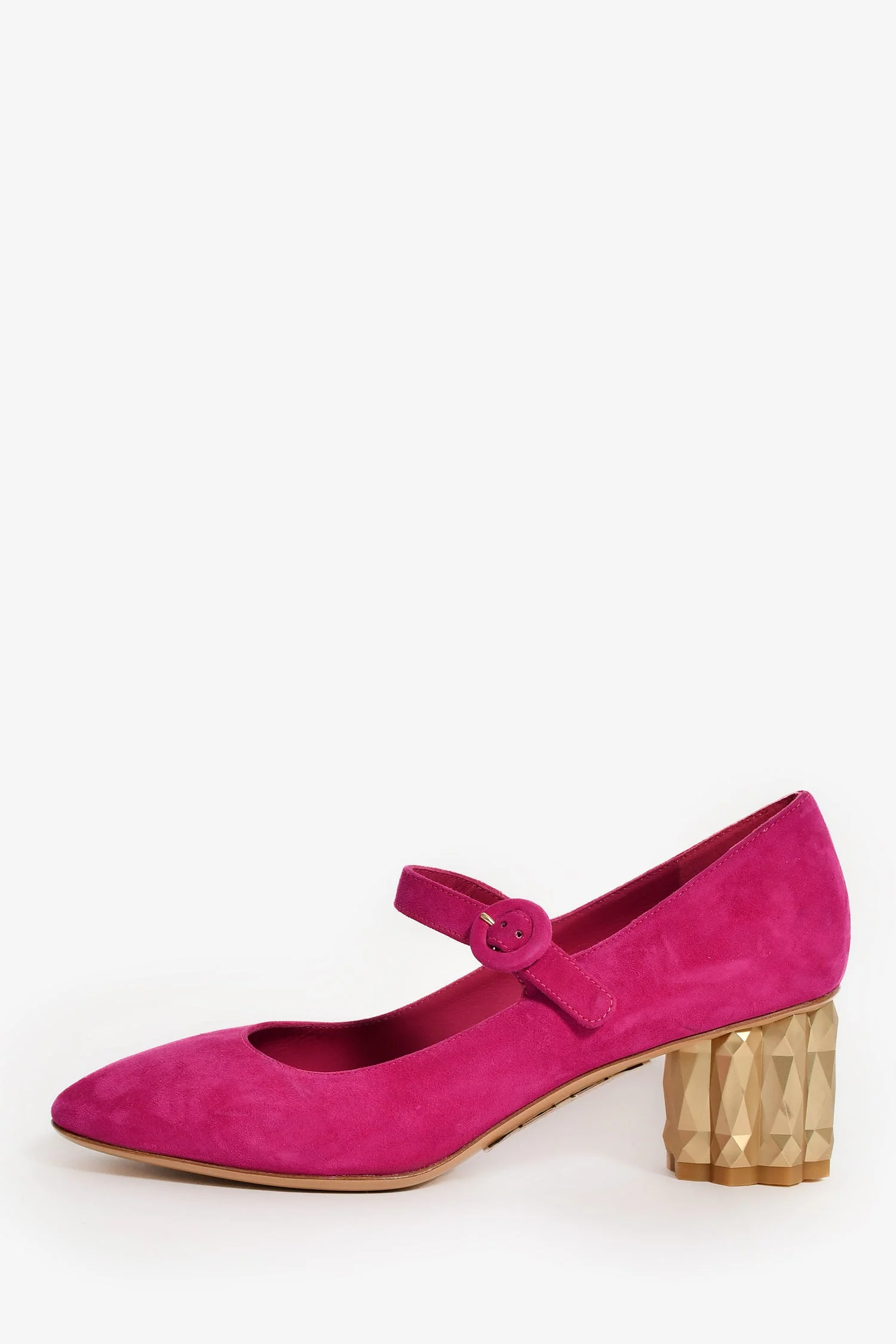 Salvatore Ferragamo Magenta Gold Block Heels Size 5 - Image 3