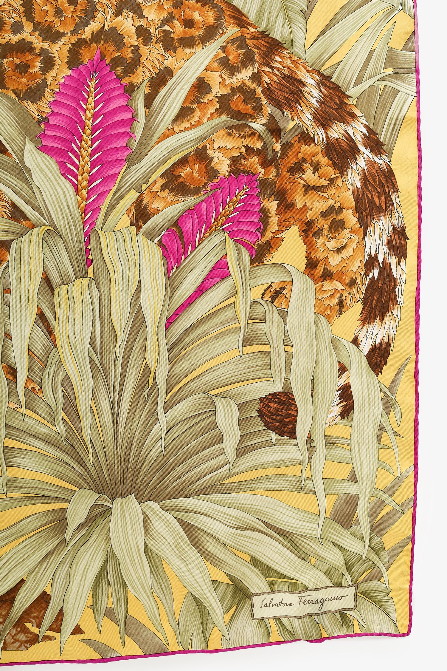 Salvatore Ferragamo Multicolour Silk Jungle Leopard Print Scarf - Image 3
