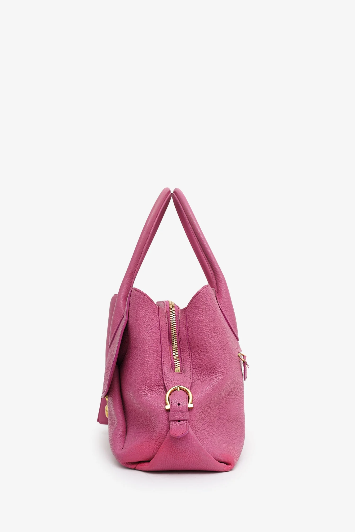 Salvatore Ferragamo Pink Leather 'Fiamma' Tote - Image 4