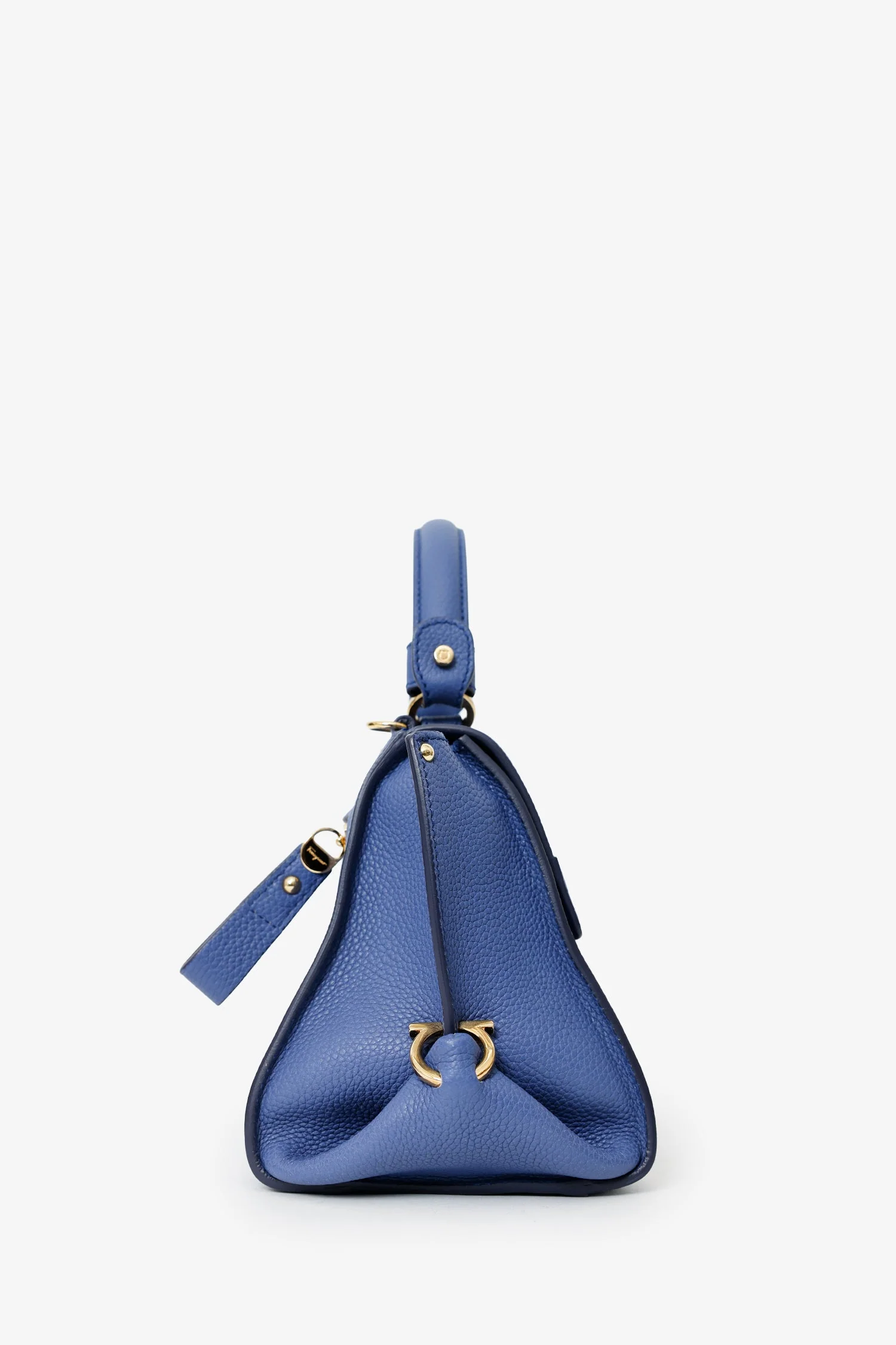 Salvatore Ferragamo Purple Pebbled Leather 'Sofia' Top Handle With Strap - Image 3
