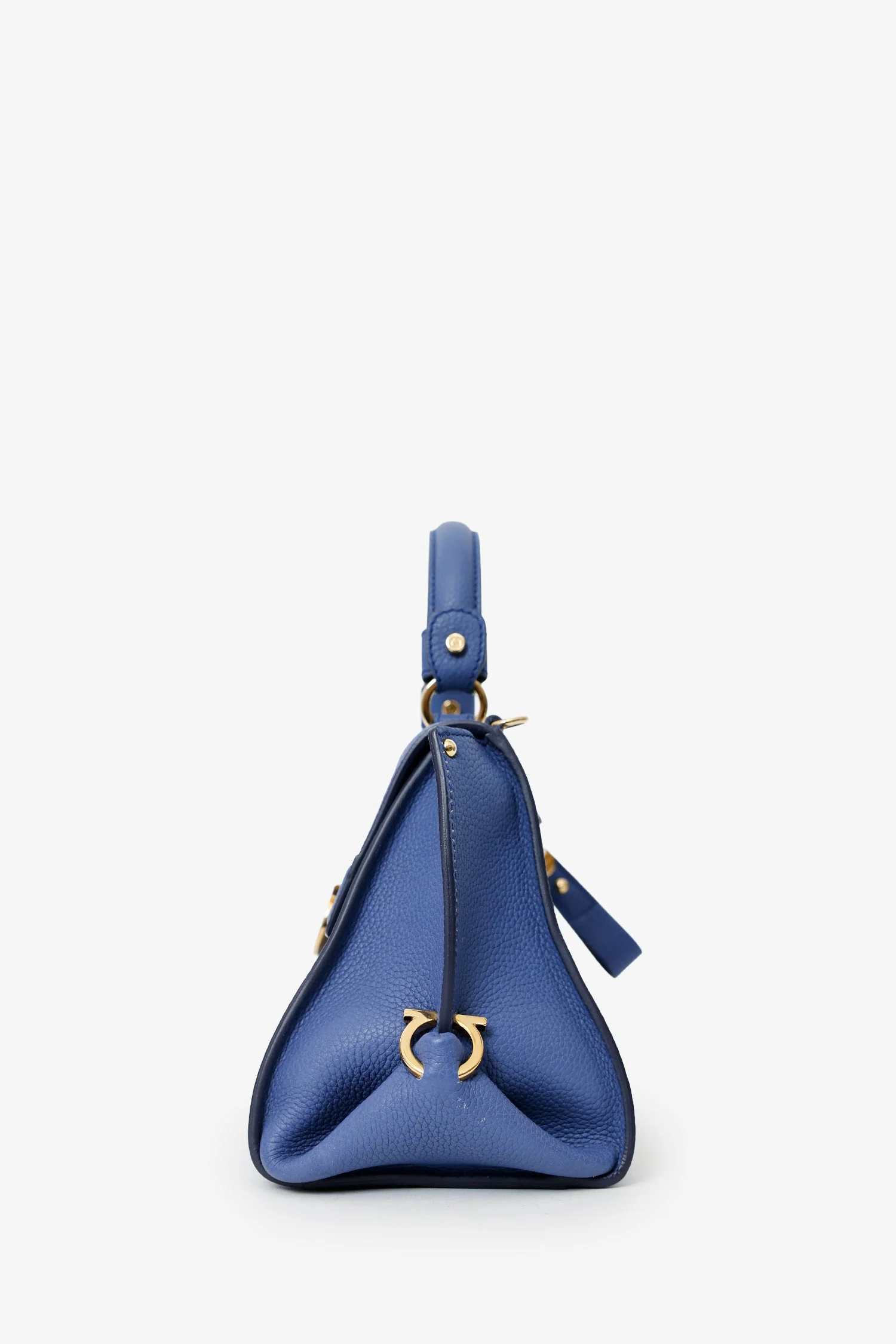 Salvatore Ferragamo Purple Pebbled Leather 'Sofia' Top Handle With Strap - Image 4