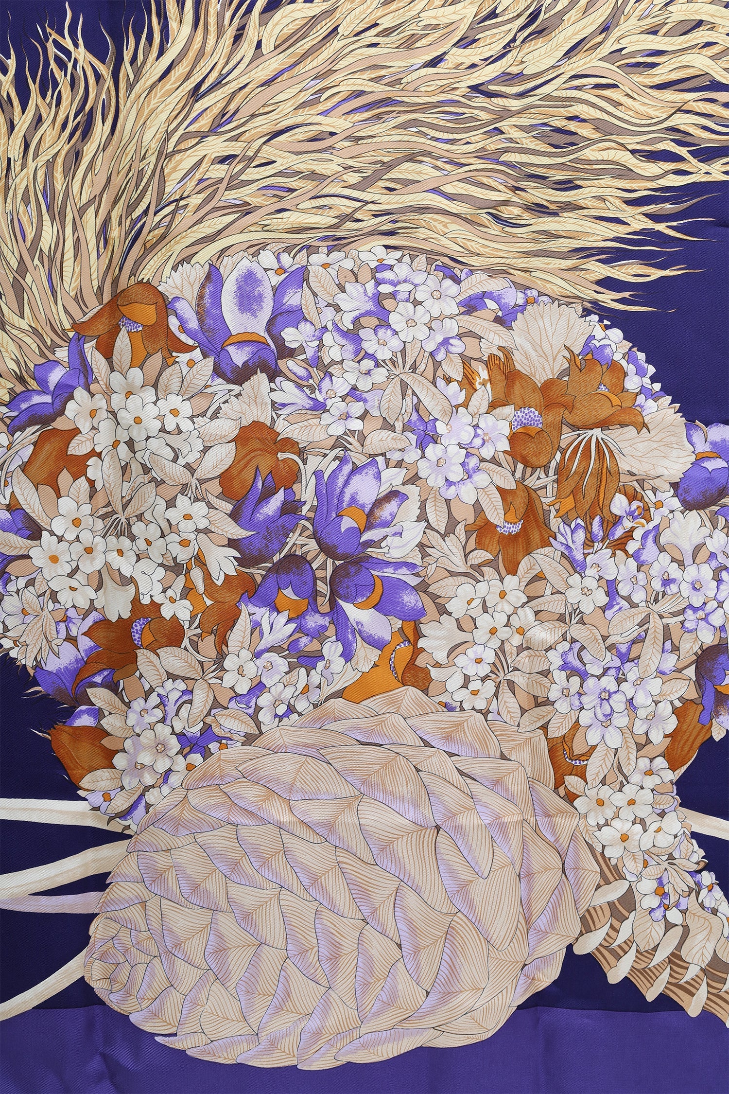 Salvatore Ferragamo Purple Silk Floral Print Scarf - Image 3