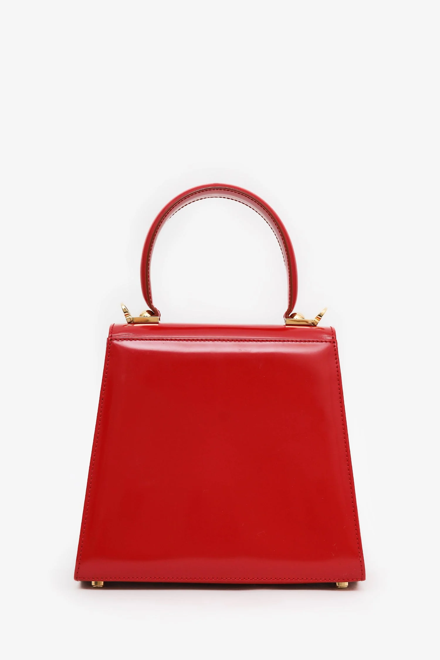 Salvatore Ferragamo Red Leather Iconic Top Handle (S) With Strap - Image 2