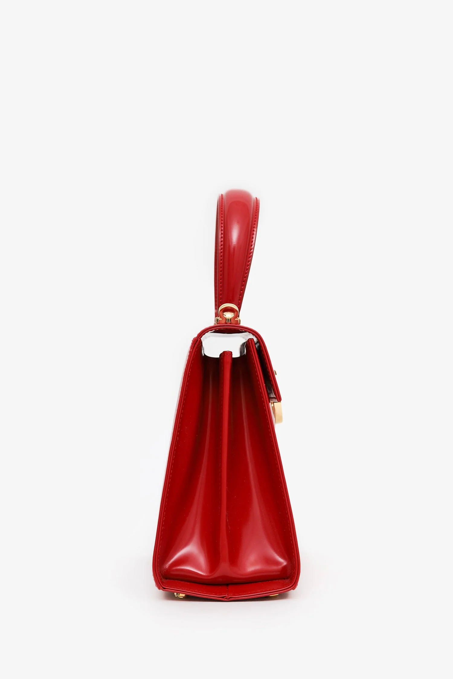 Salvatore Ferragamo Red Leather Iconic Top Handle (S) With Strap - Image 3