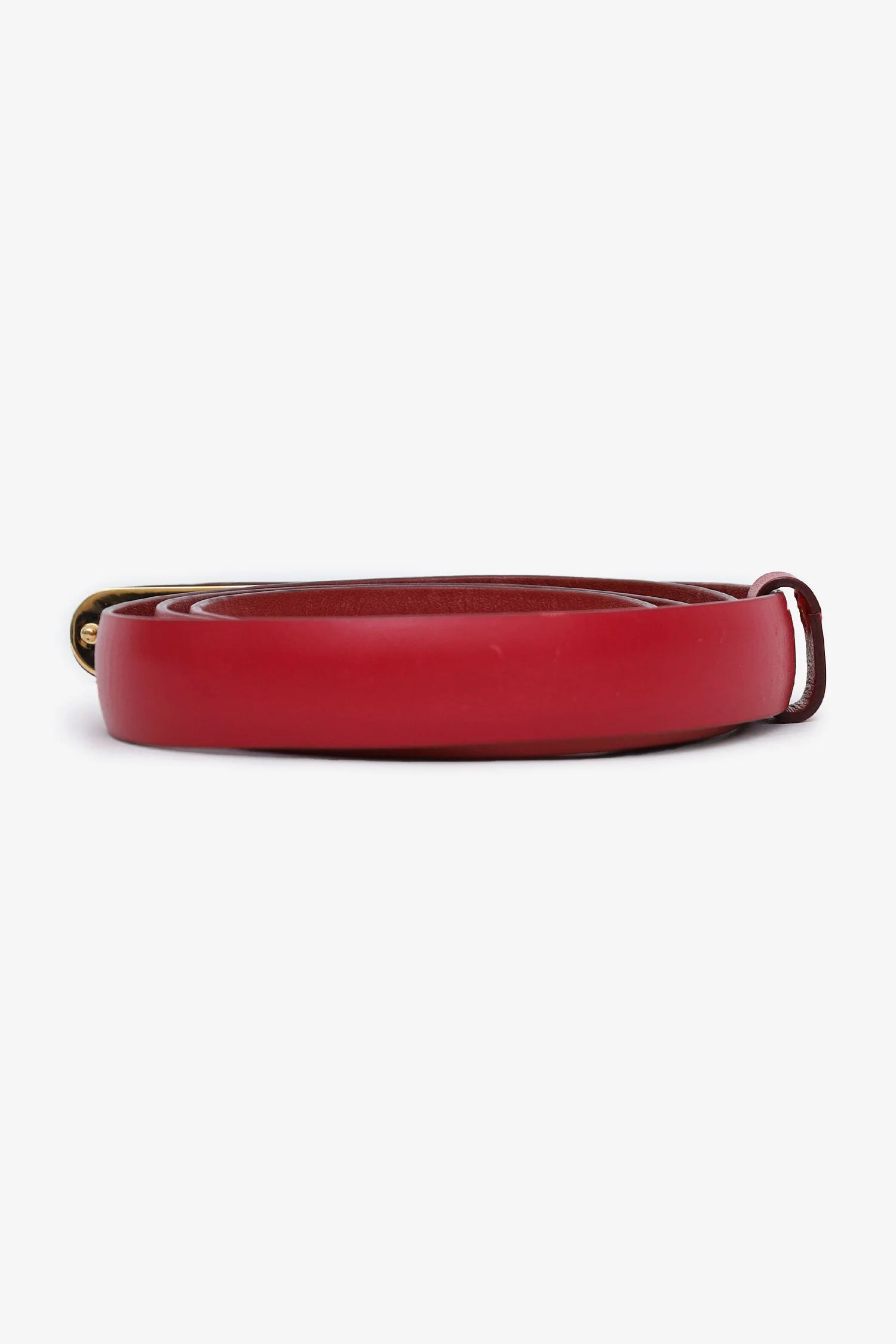 Salvatore Ferragamo Red Leather Long Rectangle Buckle Belt - Image 3