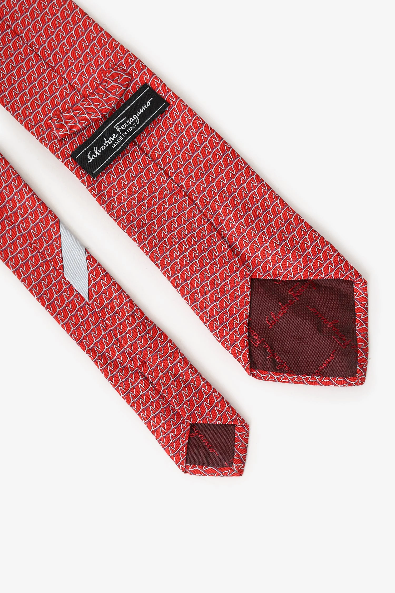 Salvatore Ferragamo Red Printed Tie - Image 3