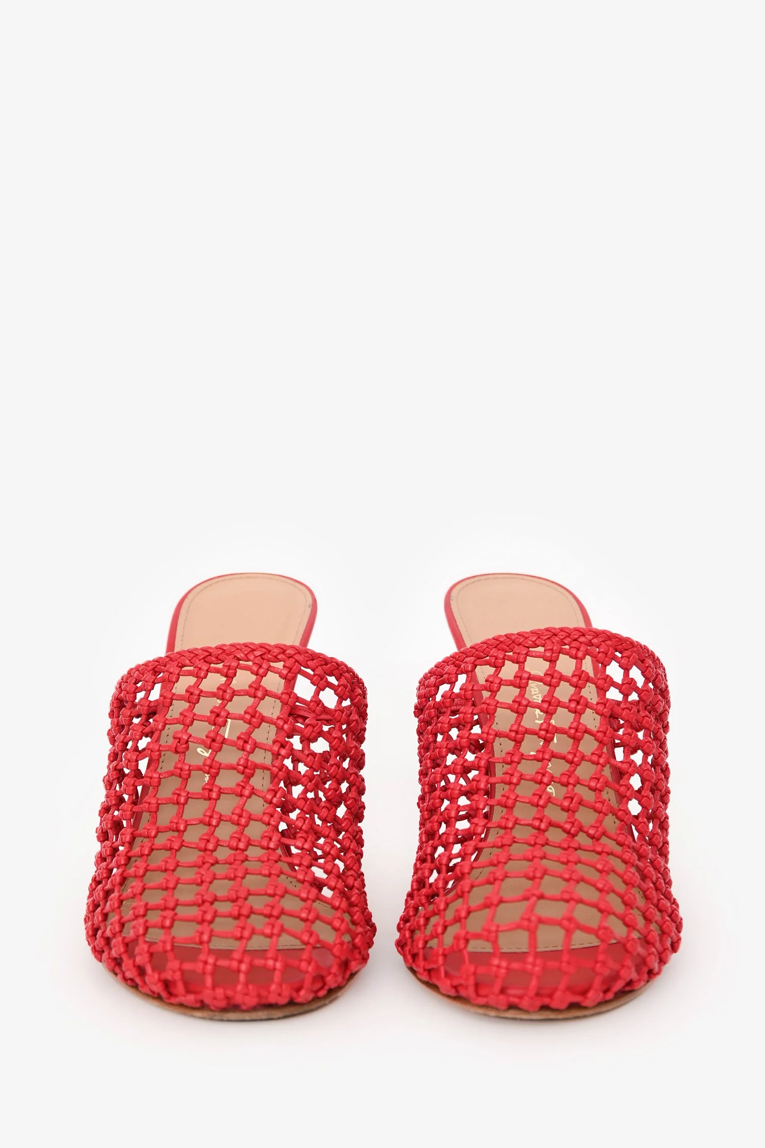 Salvatore Ferragamo Red Woven Leather Mules Size 6 - Image 3