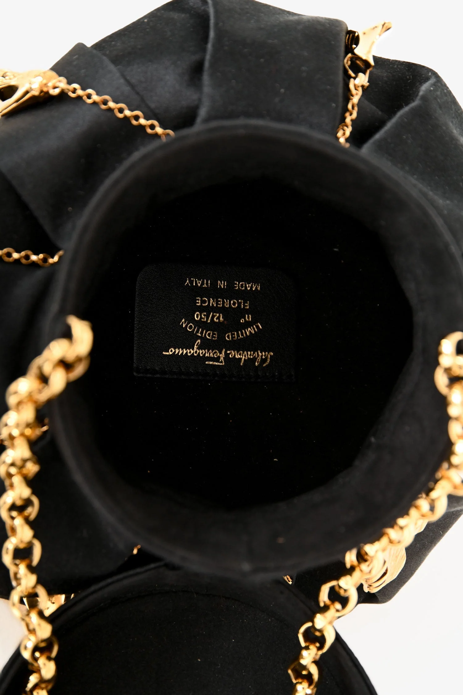 Salvatore Ferragamo Vintage Limited-Edition Black Silk Shoe Charms Bucket Bag - Image 6