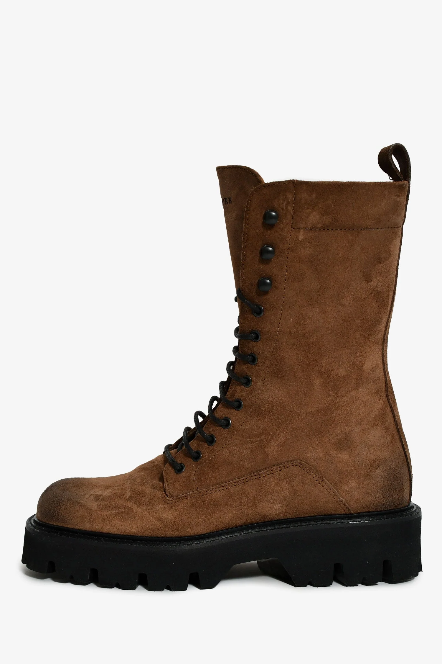 Sartore Chocolate Brown Distressed Suede Wax Combat Boots Size 36 - Image 5