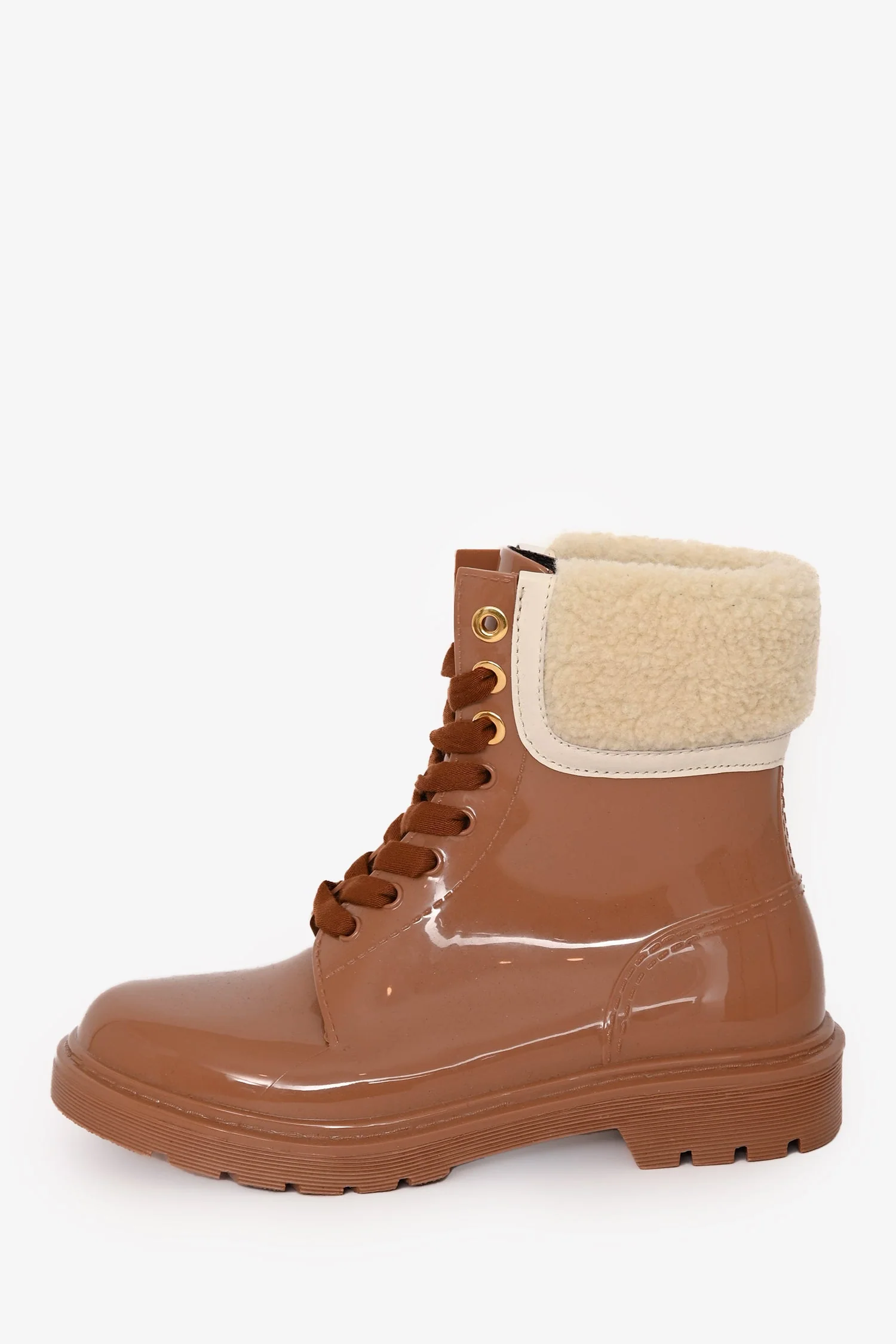 See By Chloe Tan Rubber Faux Shearling 'Florrie' Ankle Boots Size 38 - Image 4