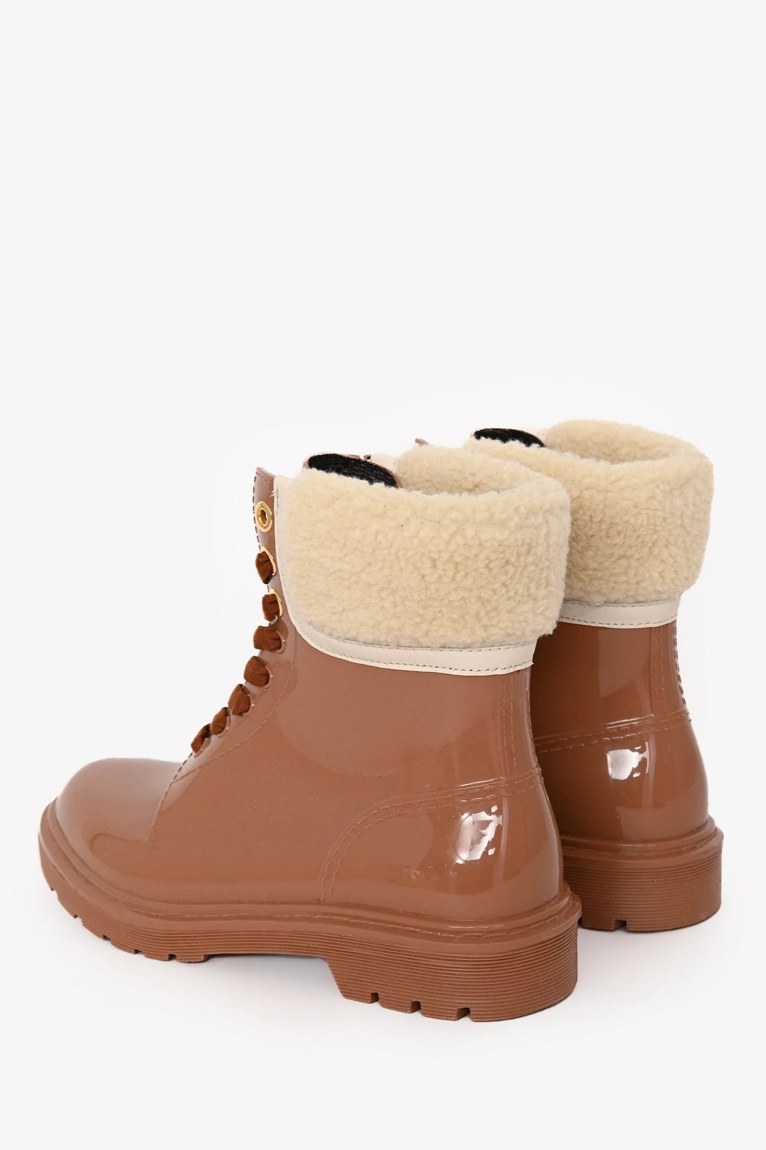 See By Chloe Tan Rubber Faux Shearling 'Florrie' Ankle Boots Size 38 - Image 5