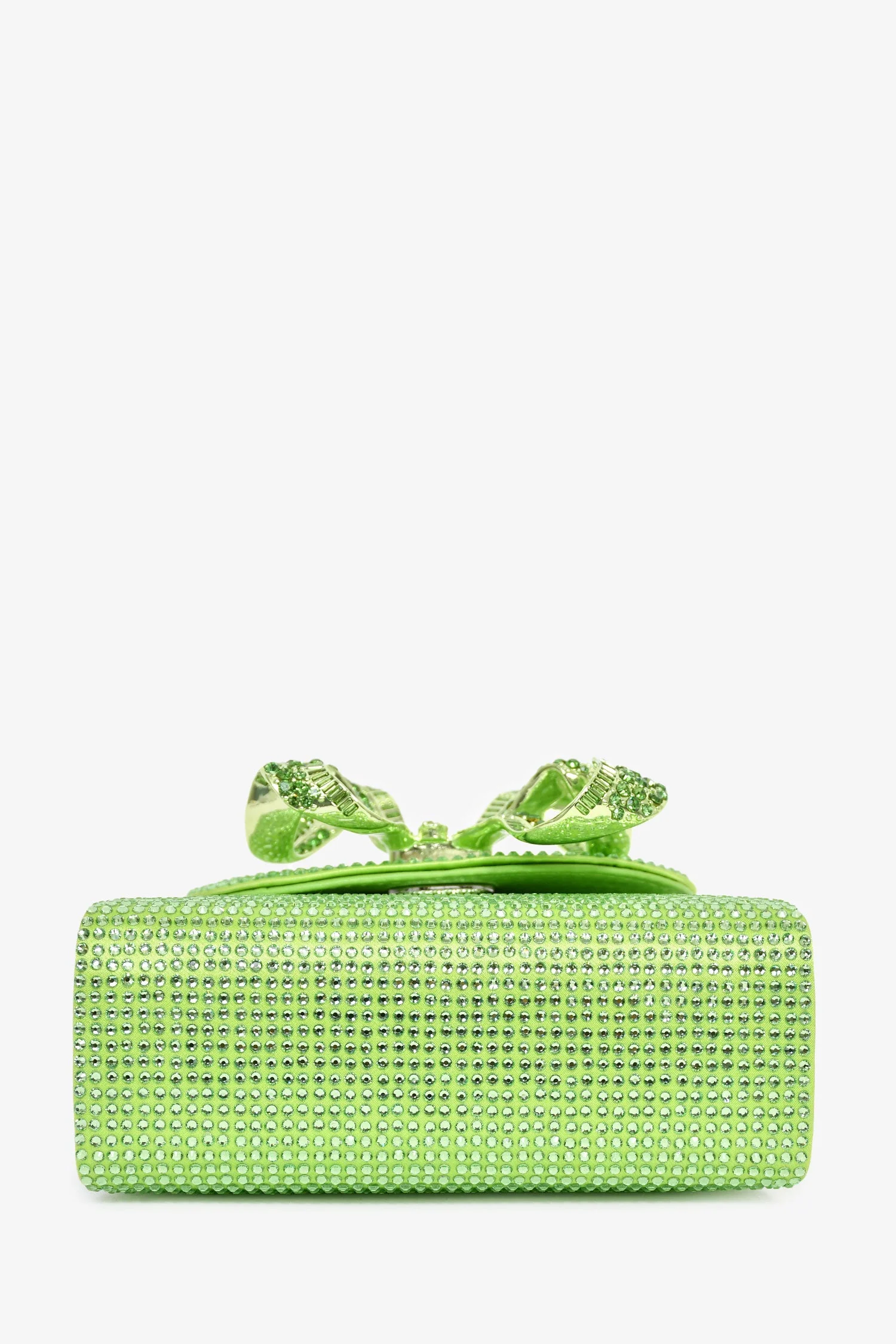 Self-Portrait Green Silk 'The Bow' Embellished Mini Top Handle Bag With Strap - Image 5