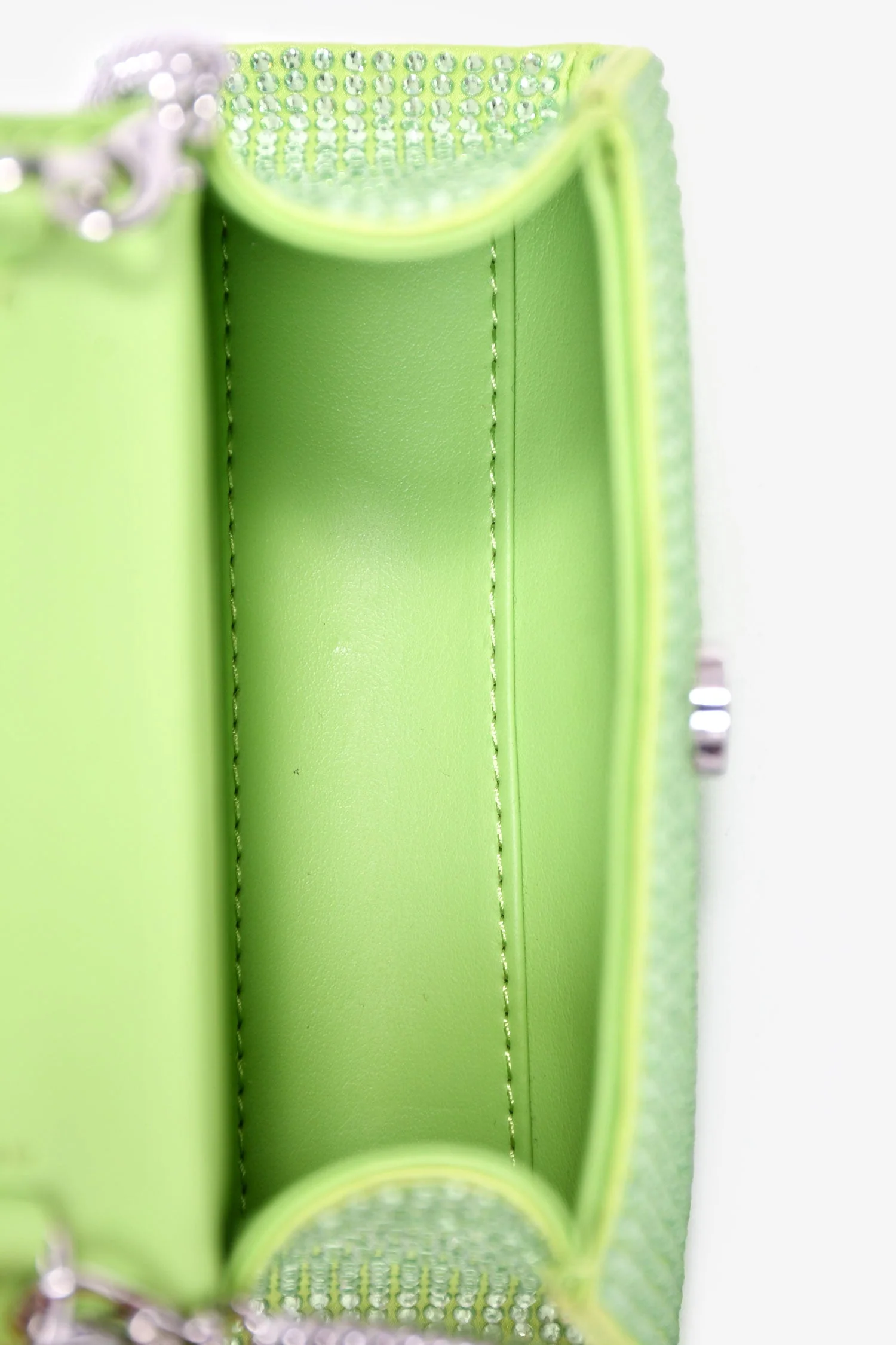 Self-Portrait Green Silk 'The Bow' Embellished Mini Top Handle Bag With Strap - Image 6