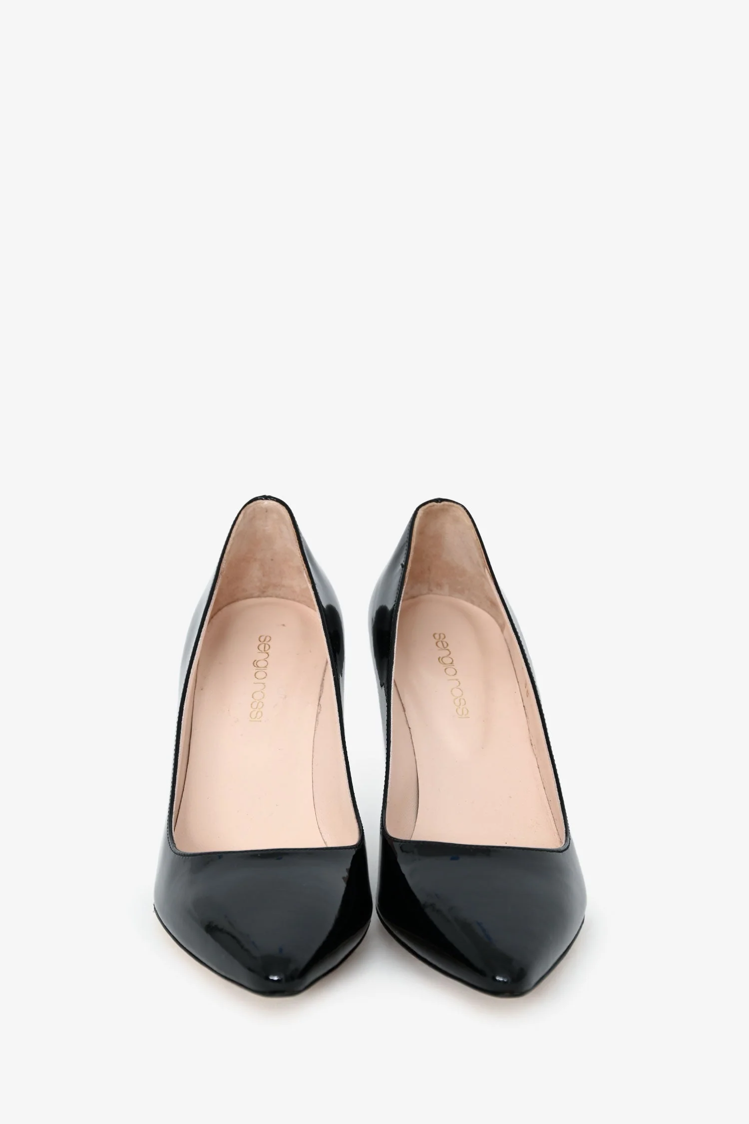 Sergio Rossi Black Patent Pointed Toe Pumps Size 36 - Image 3