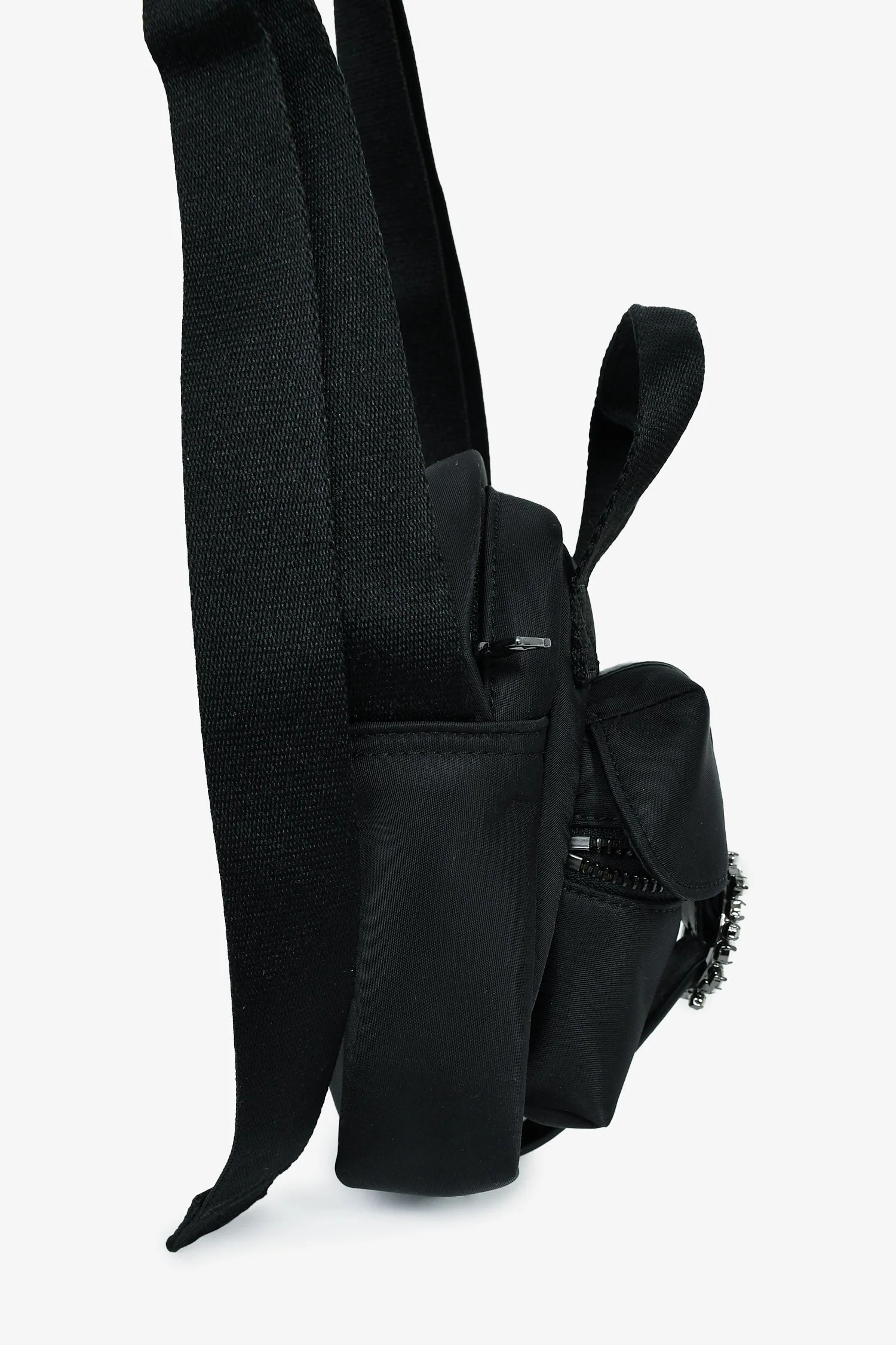Simone Rocha Black Nylon Faux Pearl/Crystal Buckle Crossbody Bag - Image 5