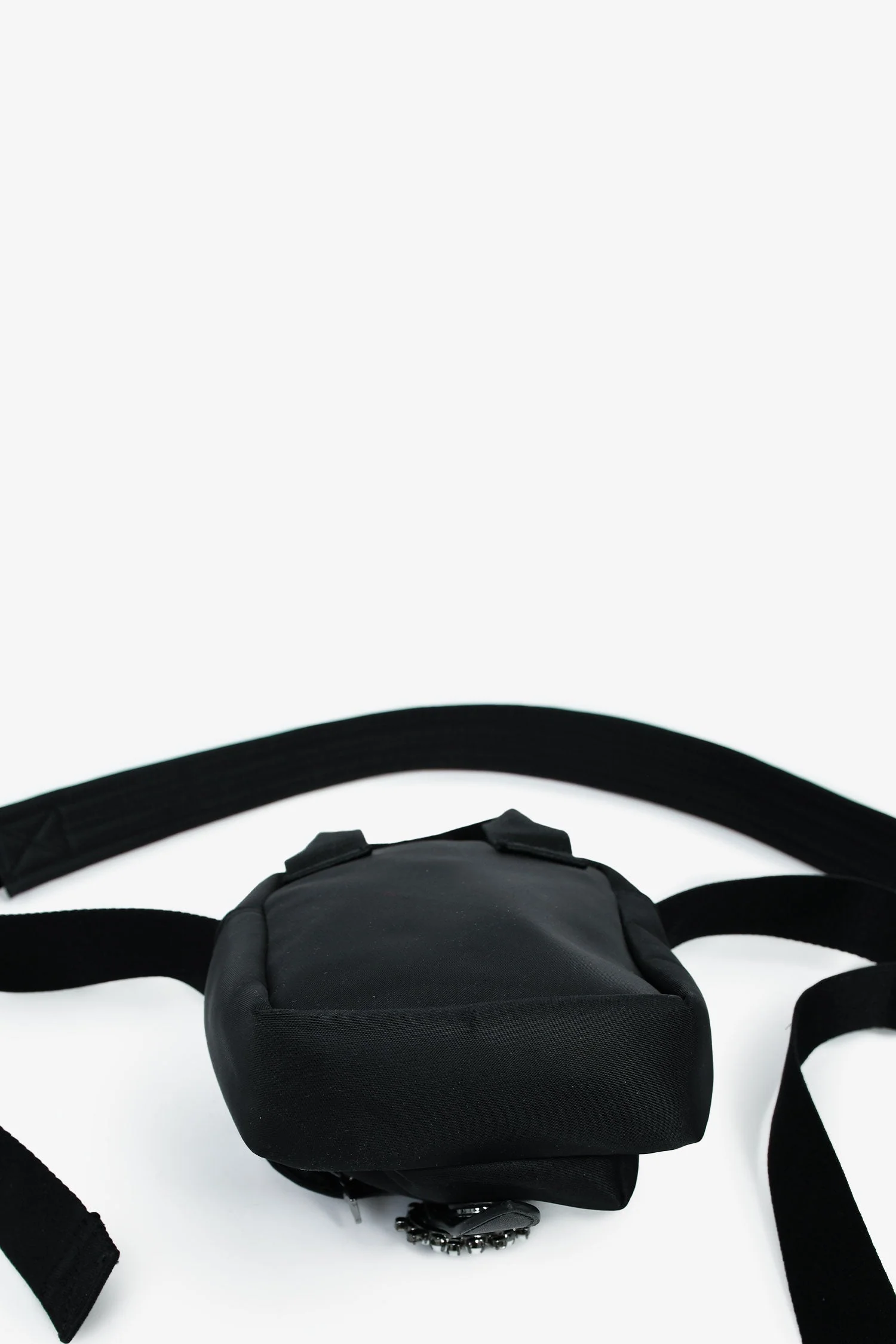 Simone Rocha Black Nylon Faux Pearl/Crystal Buckle Crossbody Bag - Image 6