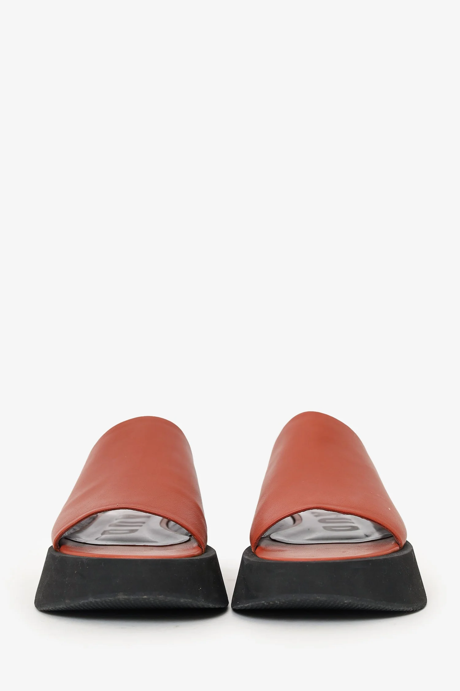 Staud Brown/Black Leather Slides Size 36 - Image 3
