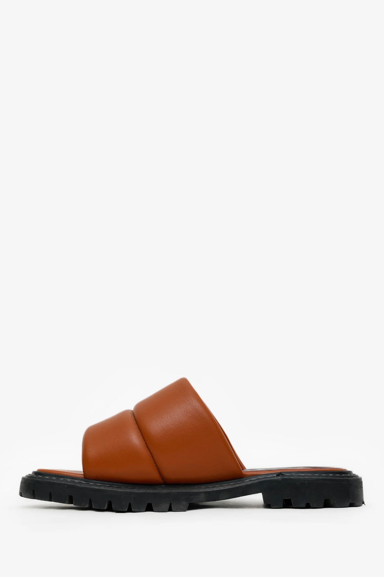 Staud Brown Leather Astro Padded Slides Size 37 - Image 5