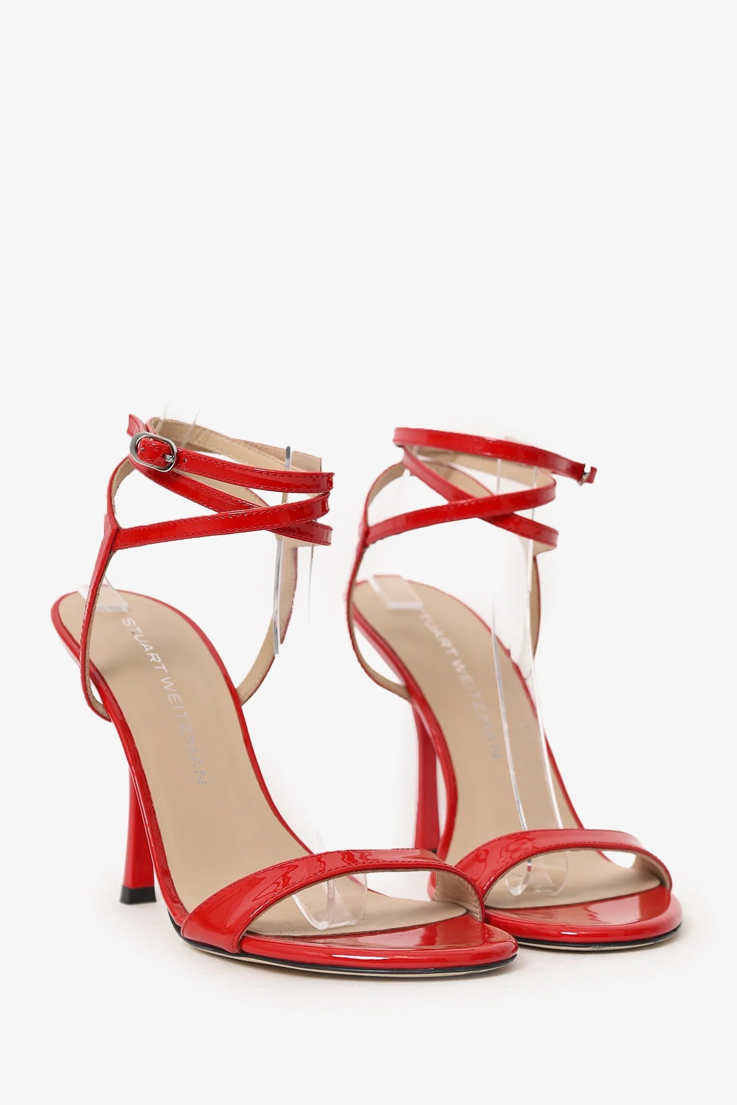 Staurt Weitzman Red Patent Leather Strappy Heels Size 8 - Image 2