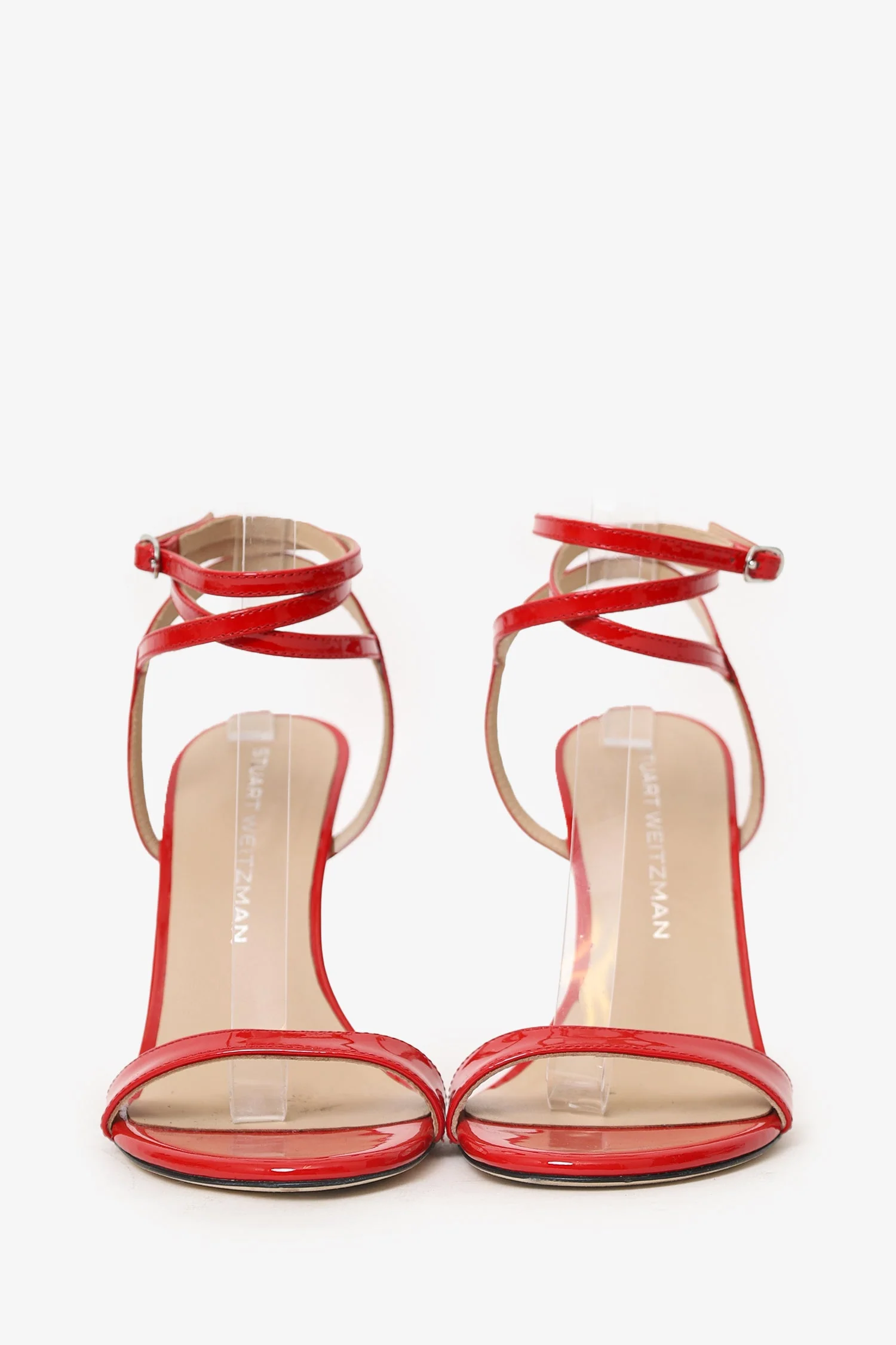 Staurt Weitzman Red Patent Leather Strappy Heels Size 8 - Image 3