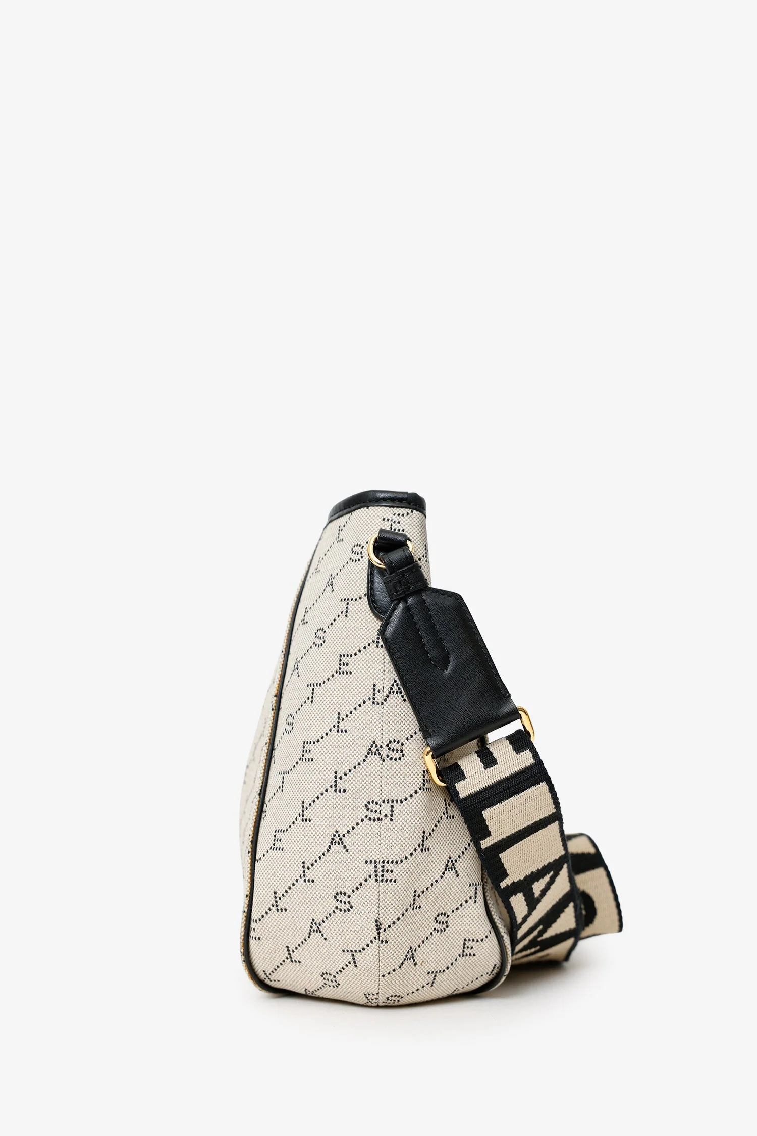 Stella McCartney Beige/Black Canvas Leather Trimmed Logo Monogram Tote - Image 4