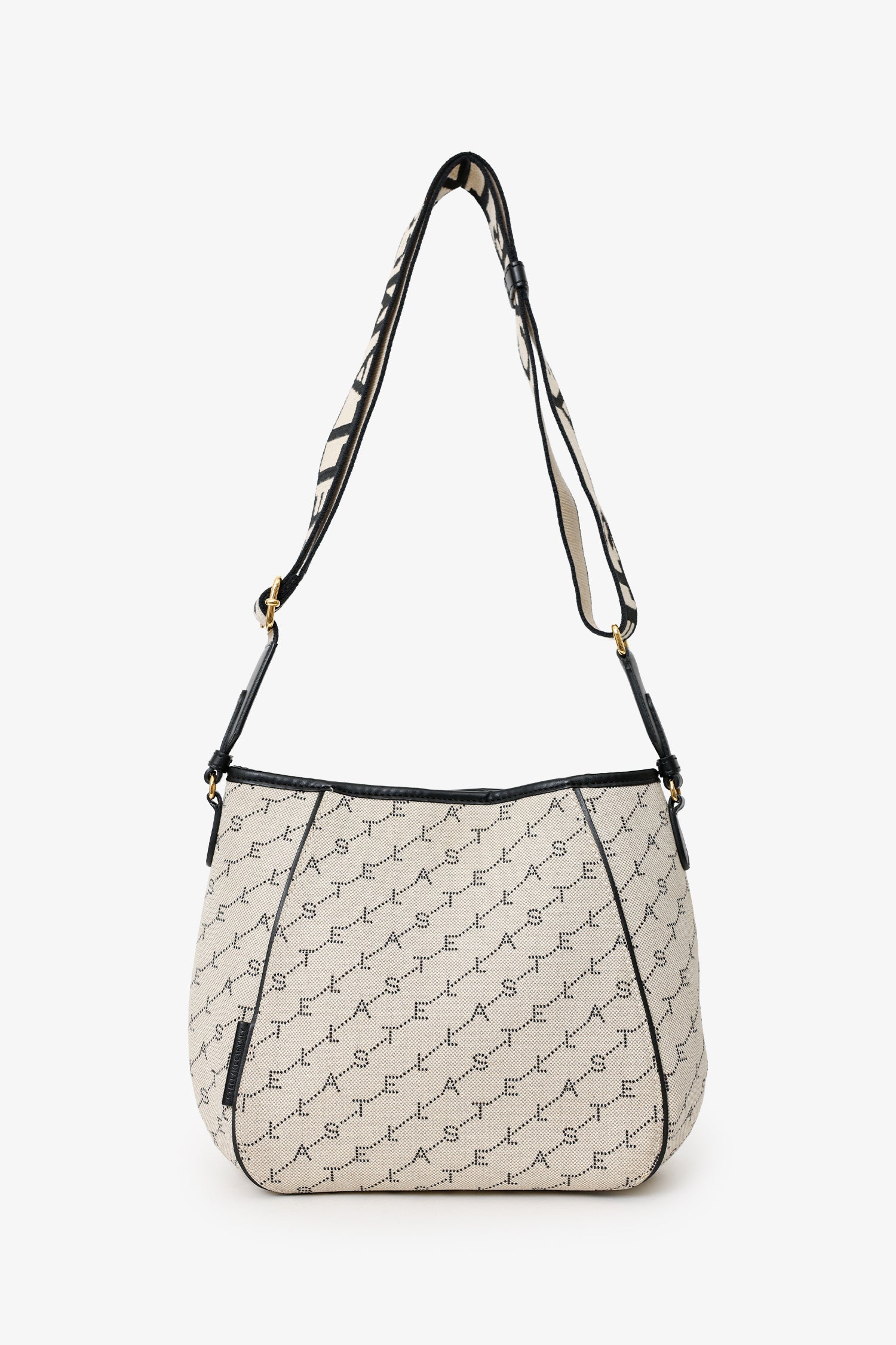 Stella McCartney Beige/Black Canvas Leather Trimmed Logo Monogram Tote - Image 6