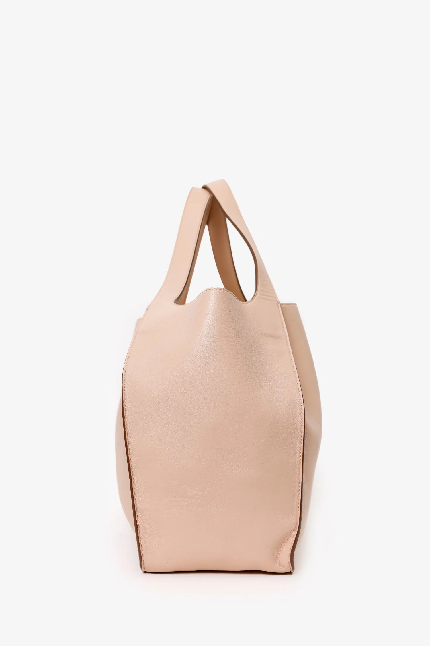 Stella McCartney Beige Faux Leather Perforated Logo Tote With Pouch - Image 4