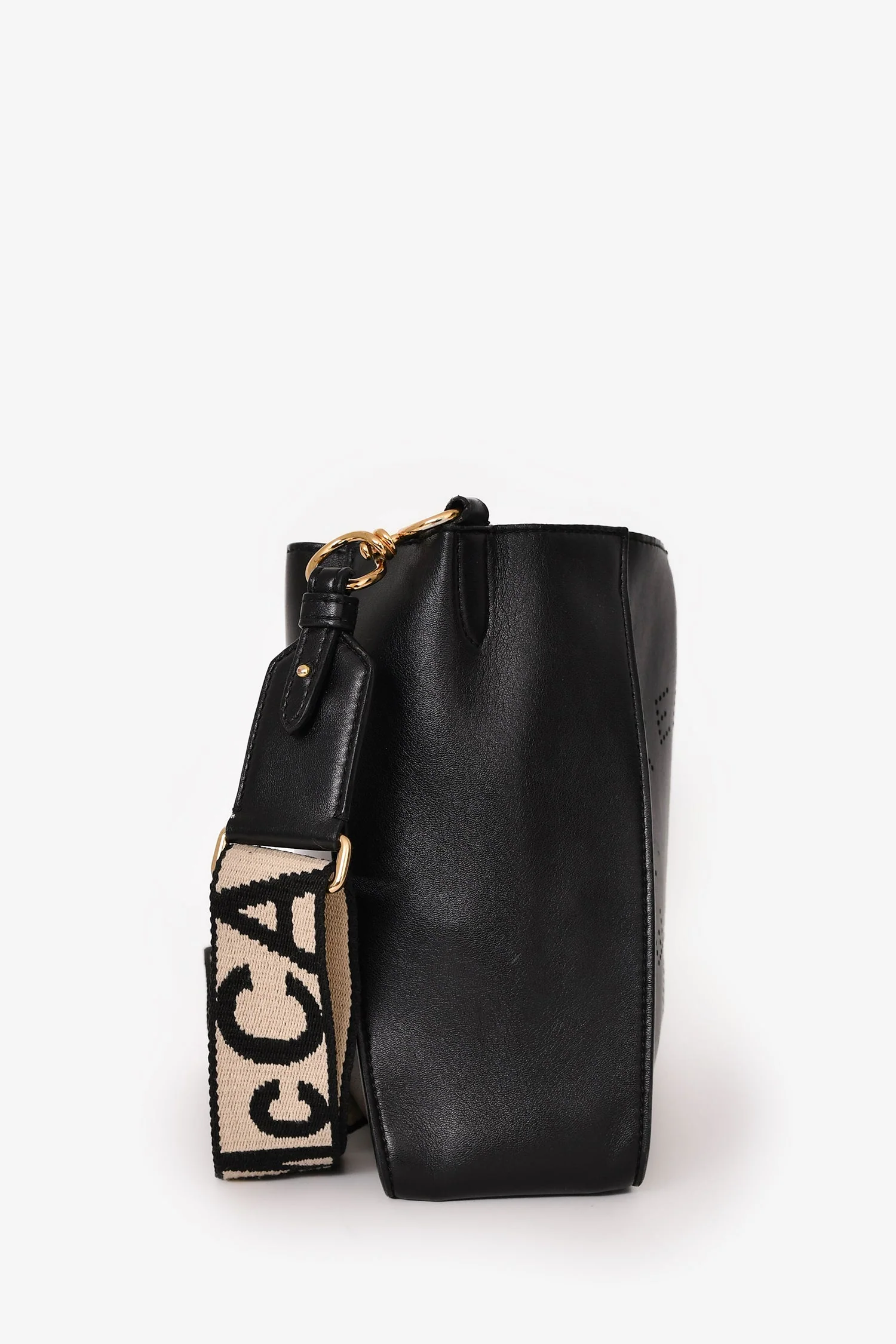 Stella McCartney Black Smooth Pleather Logo Square Crossbody Bag - Image 3