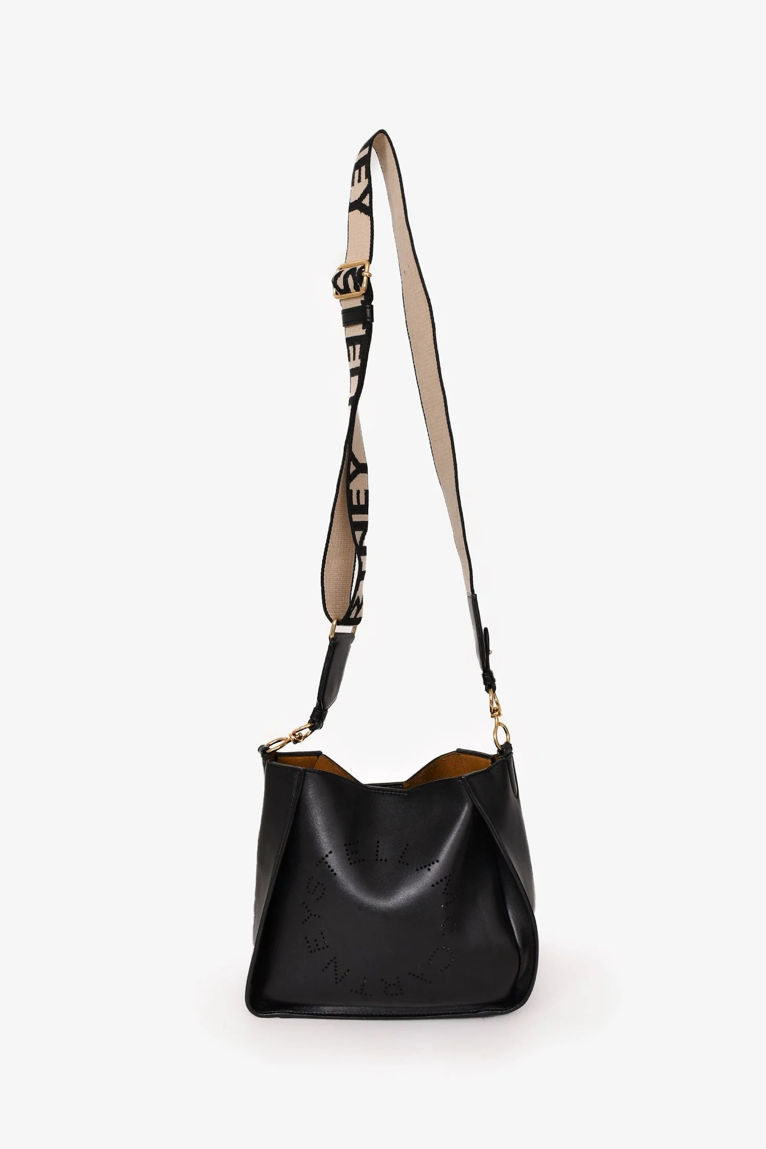 Stella McCartney Black Smooth Pleather Logo Square Crossbody Bag - Image 7