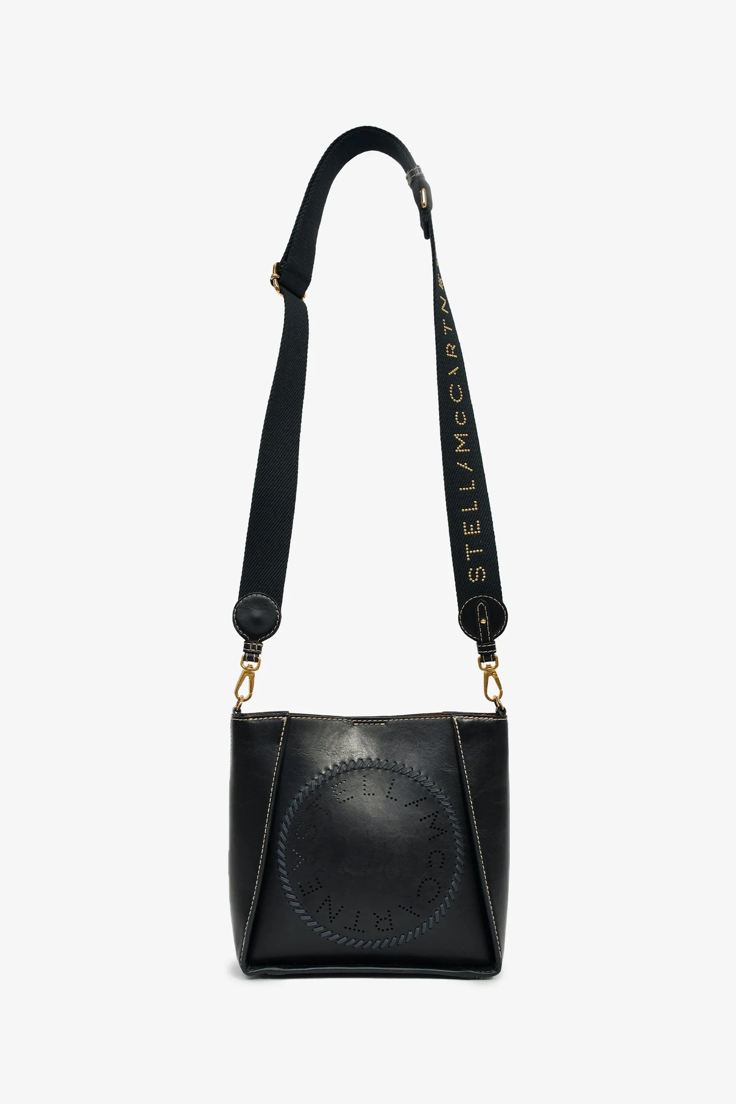 Stella McCartney Black Vegan Leather Logo Embellished Shoulder Bag - Image 7