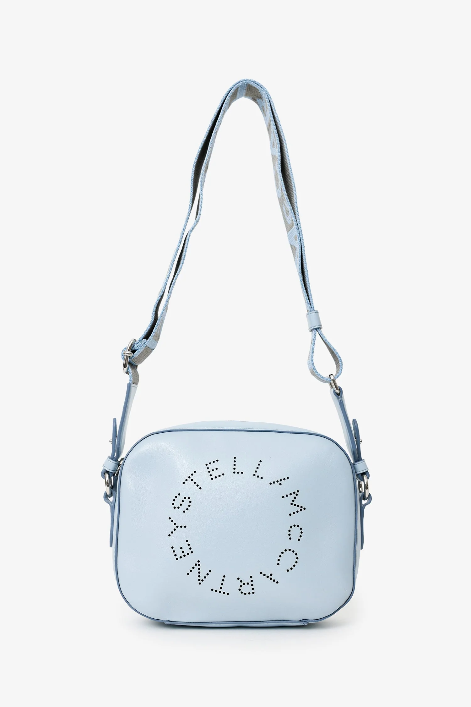 Stella McCartney Blue Vegan Leather Logo Small Crossbody Bag - Image 6