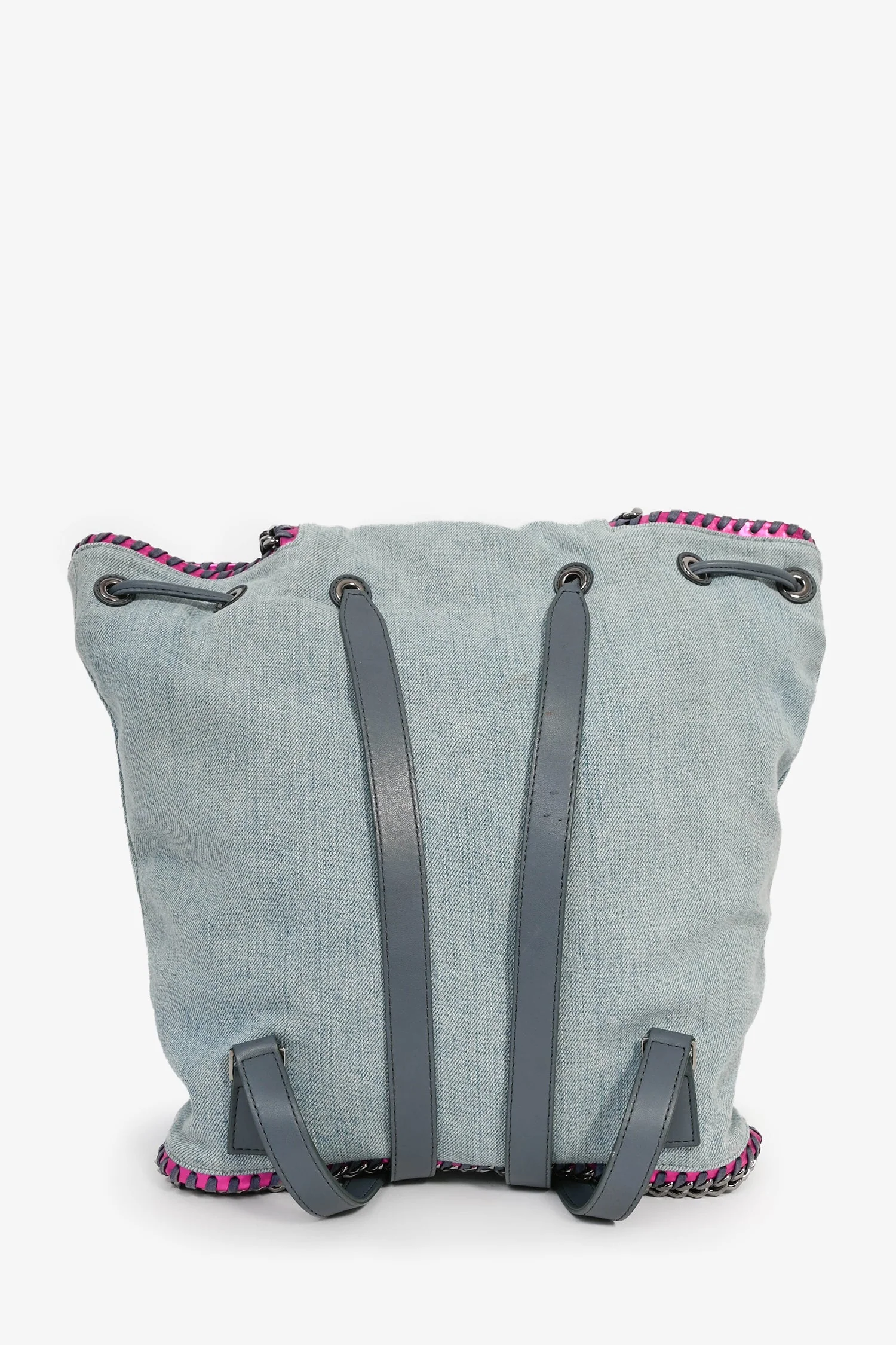 Stella McCartney Denim/Metallic Pink Leather Accent 'Falabella' Backpack - Image 2