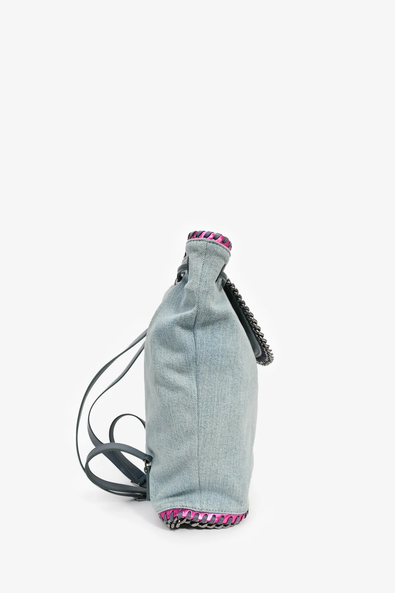 Stella McCartney Denim/Metallic Pink Leather Accent 'Falabella' Backpack - Image 3