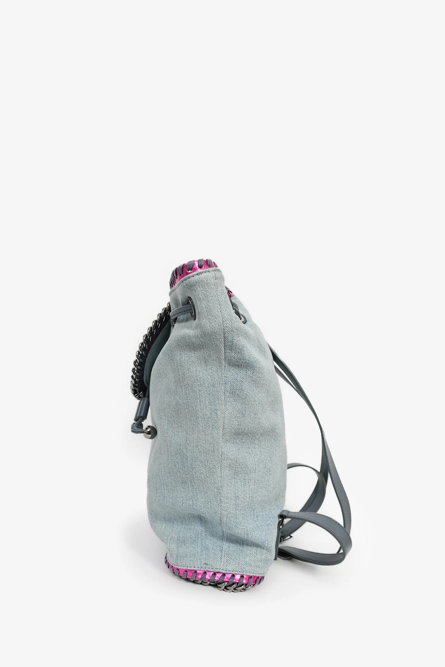 Stella McCartney Denim/Metallic Pink Leather Accent 'Falabella' Backpack - Image 4