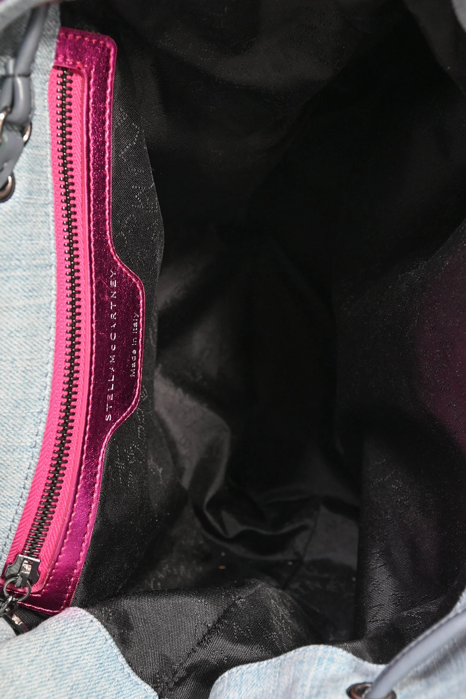Stella McCartney Denim/Metallic Pink Leather Accent 'Falabella' Backpack - Image 6