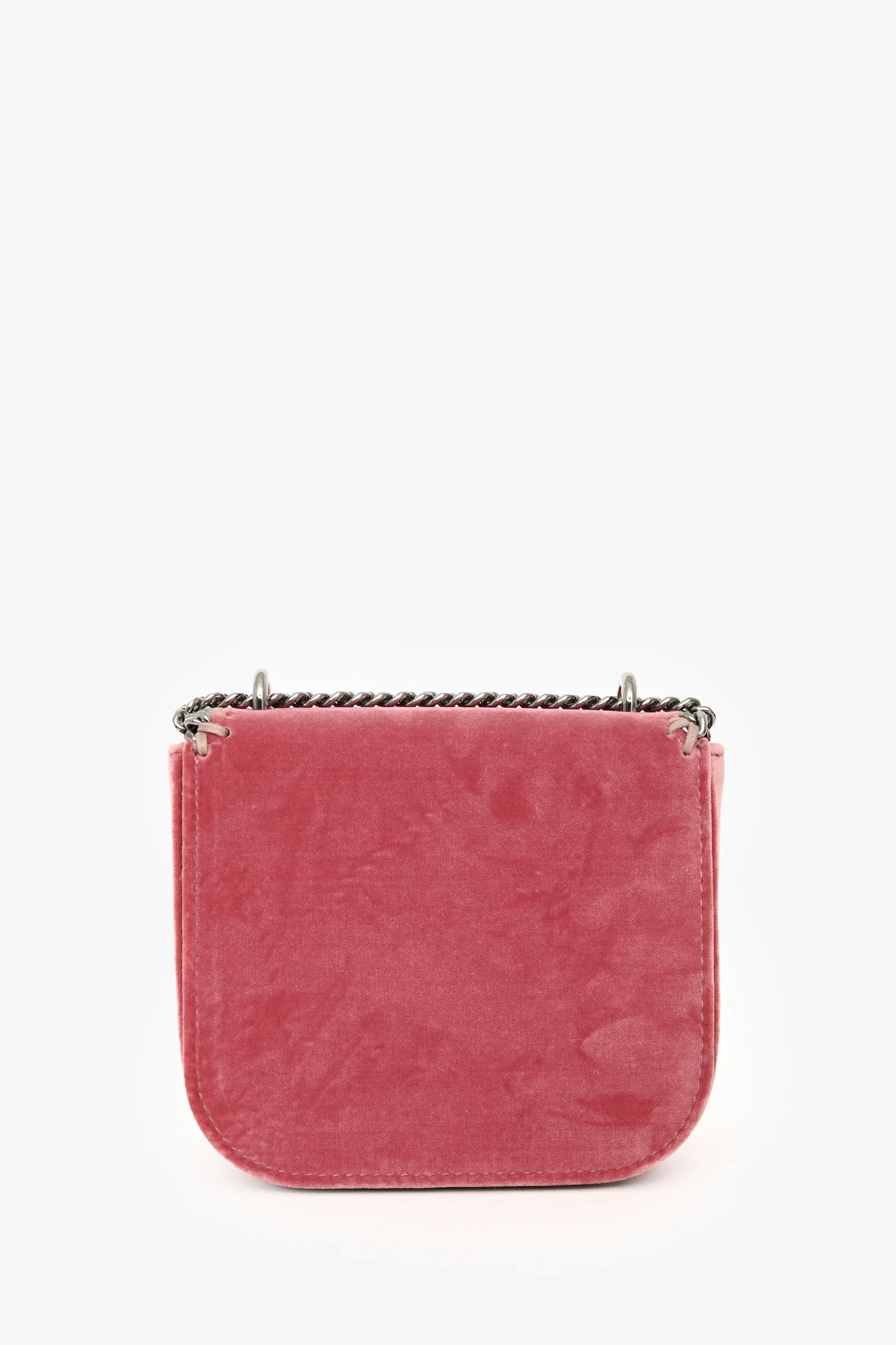Stella McCartney Pink Vegan Suede Leather Chain Detail Crossbody - Image 3