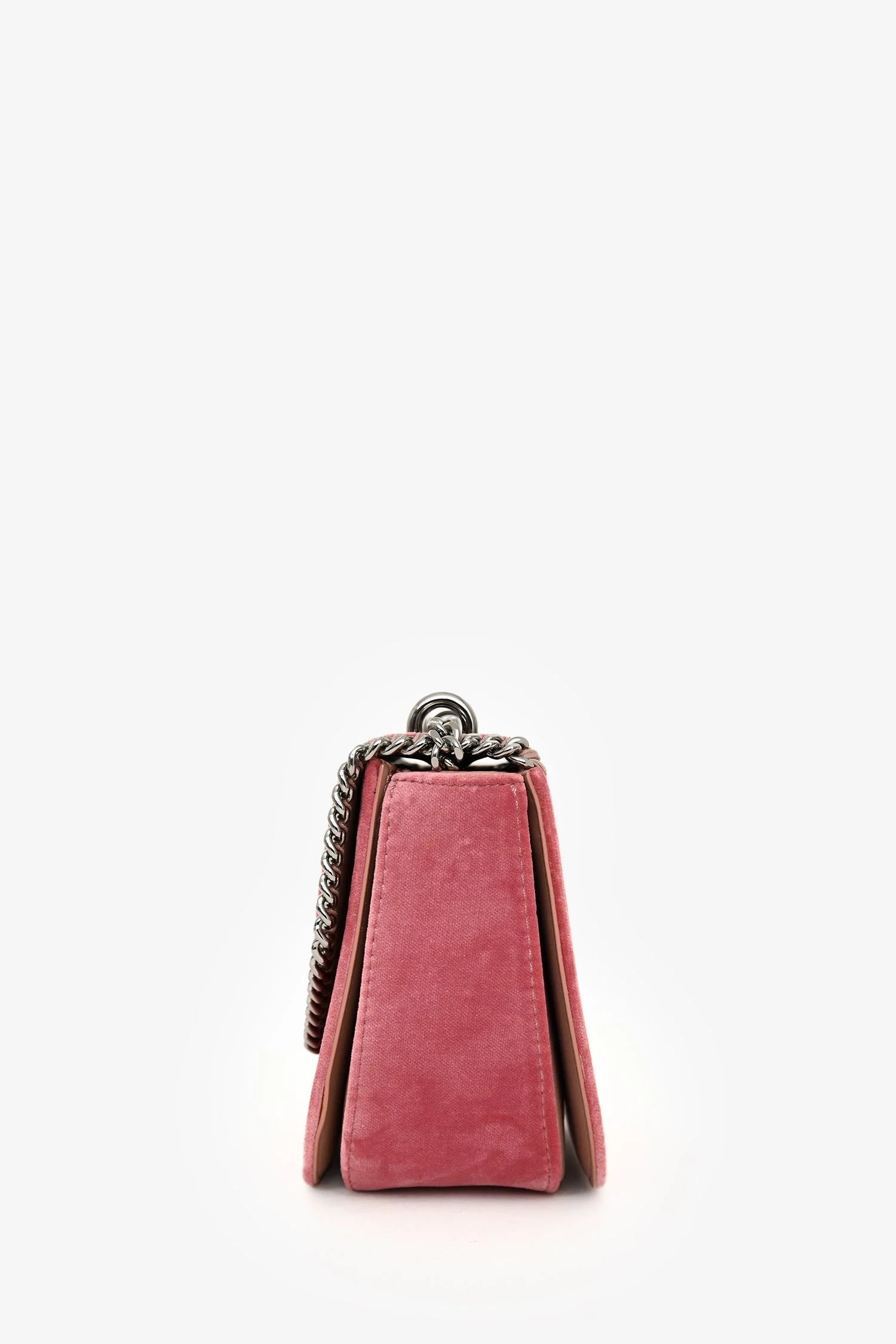 Stella McCartney Pink Vegan Suede Leather Chain Detail Crossbody - Image 4