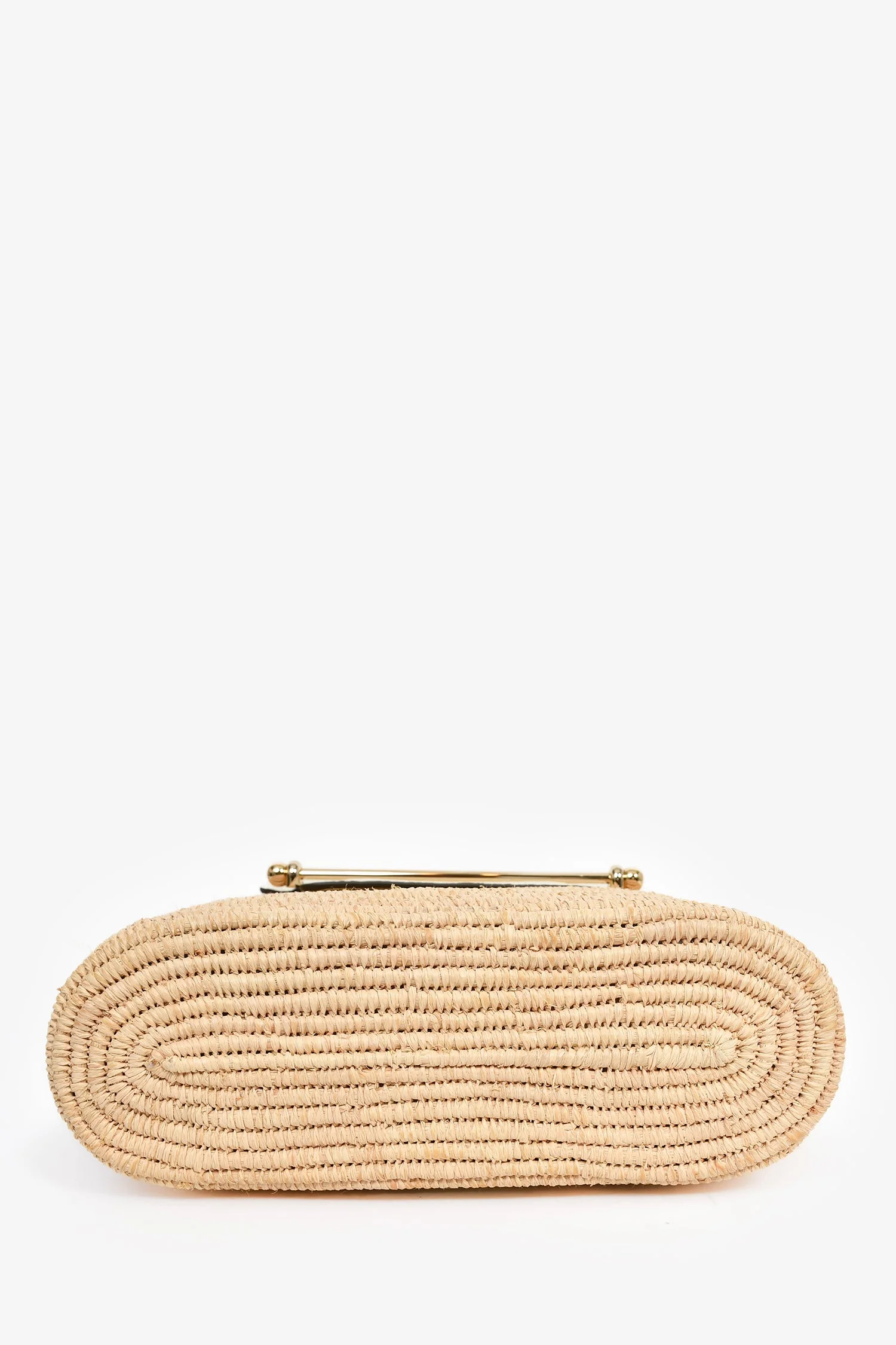 Strathberry Raffia/White Leather Small Basket Tote - Image 5