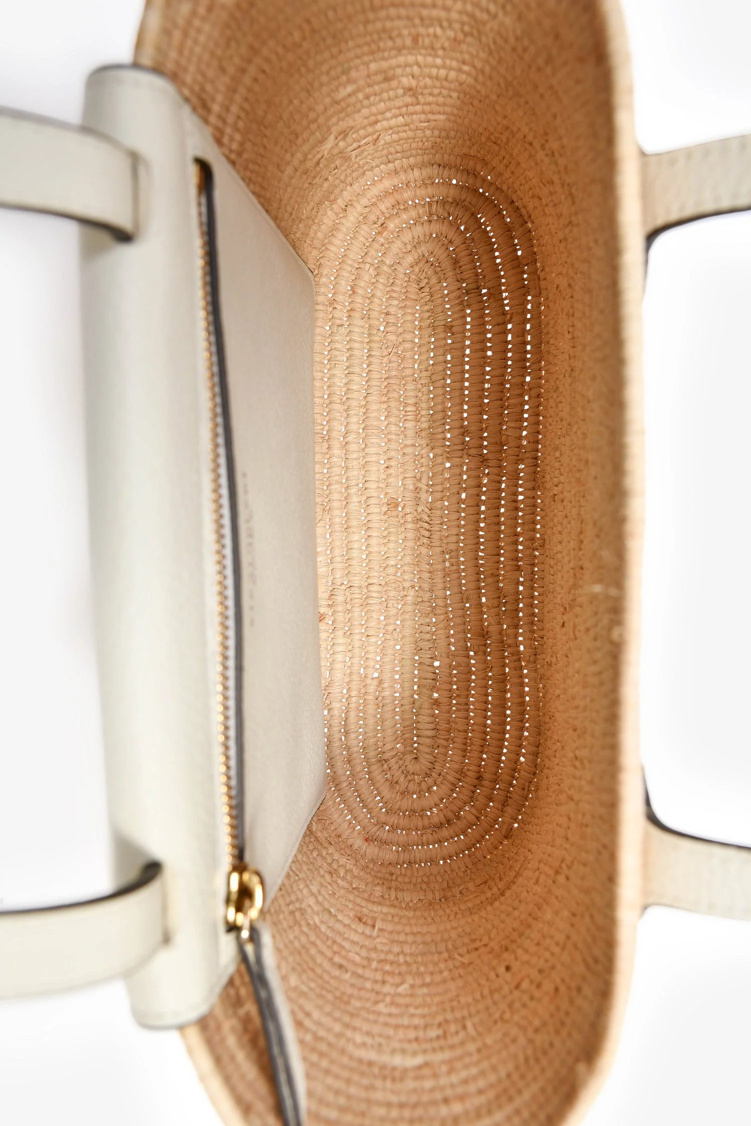 Strathberry Raffia/White Leather Small Basket Tote - Image 6