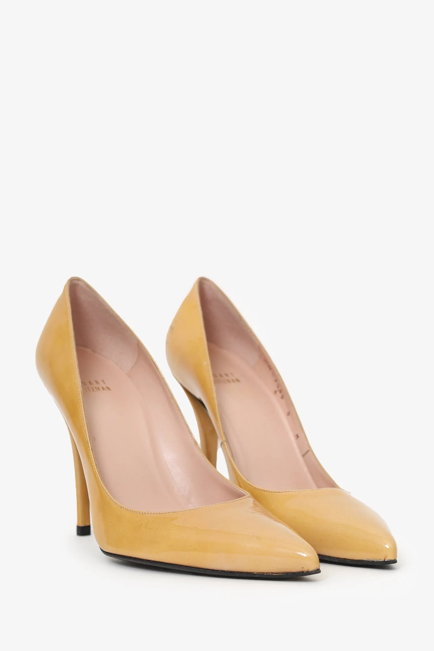 Stuart Weitzman Beige Patent Leather Pointed Heels Size 8 - Image 2